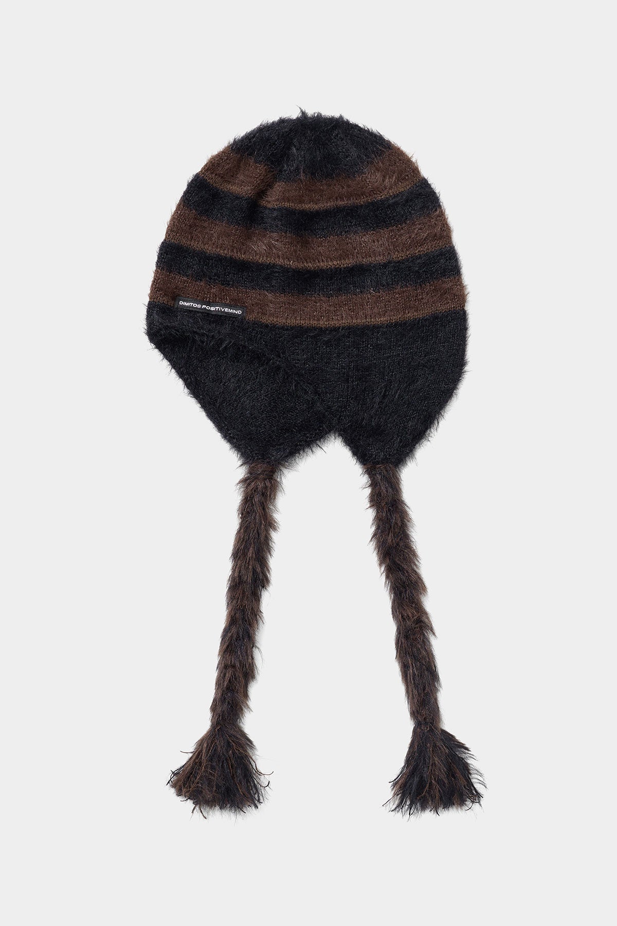 BRUSHED STRIPE EAR FLAP BEANIE DARK NAVY