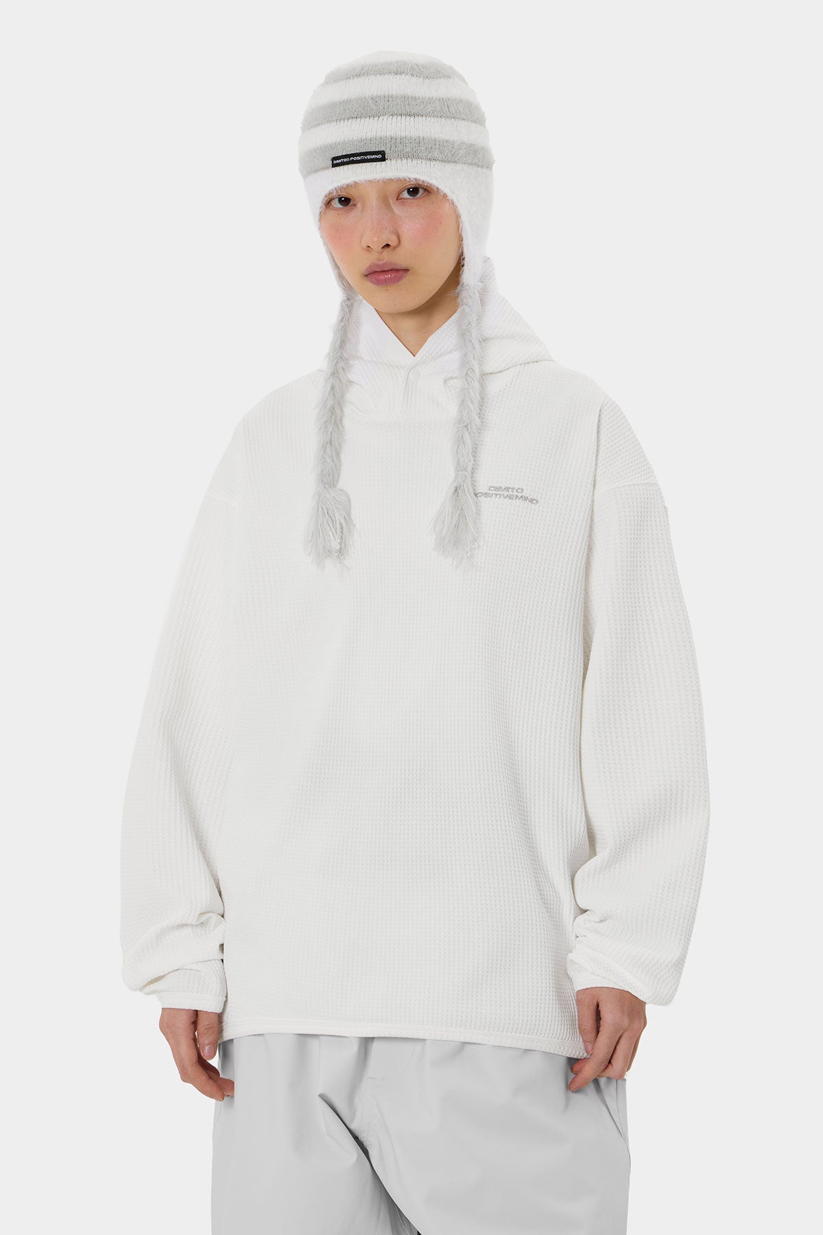 LW WAFFLE HOODIE WHITE