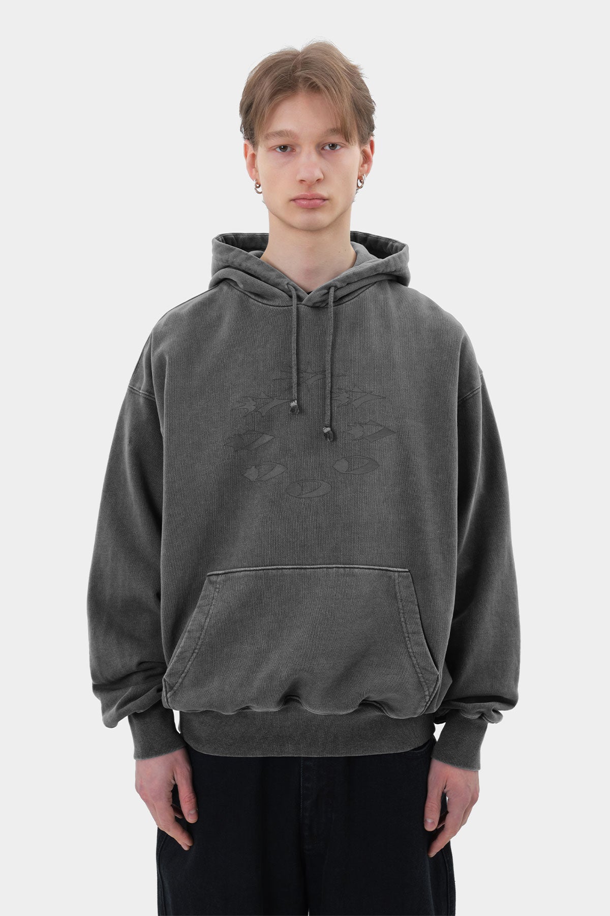 D-AXIS CYCLE GD HOODIE WASHED CHARCOAL