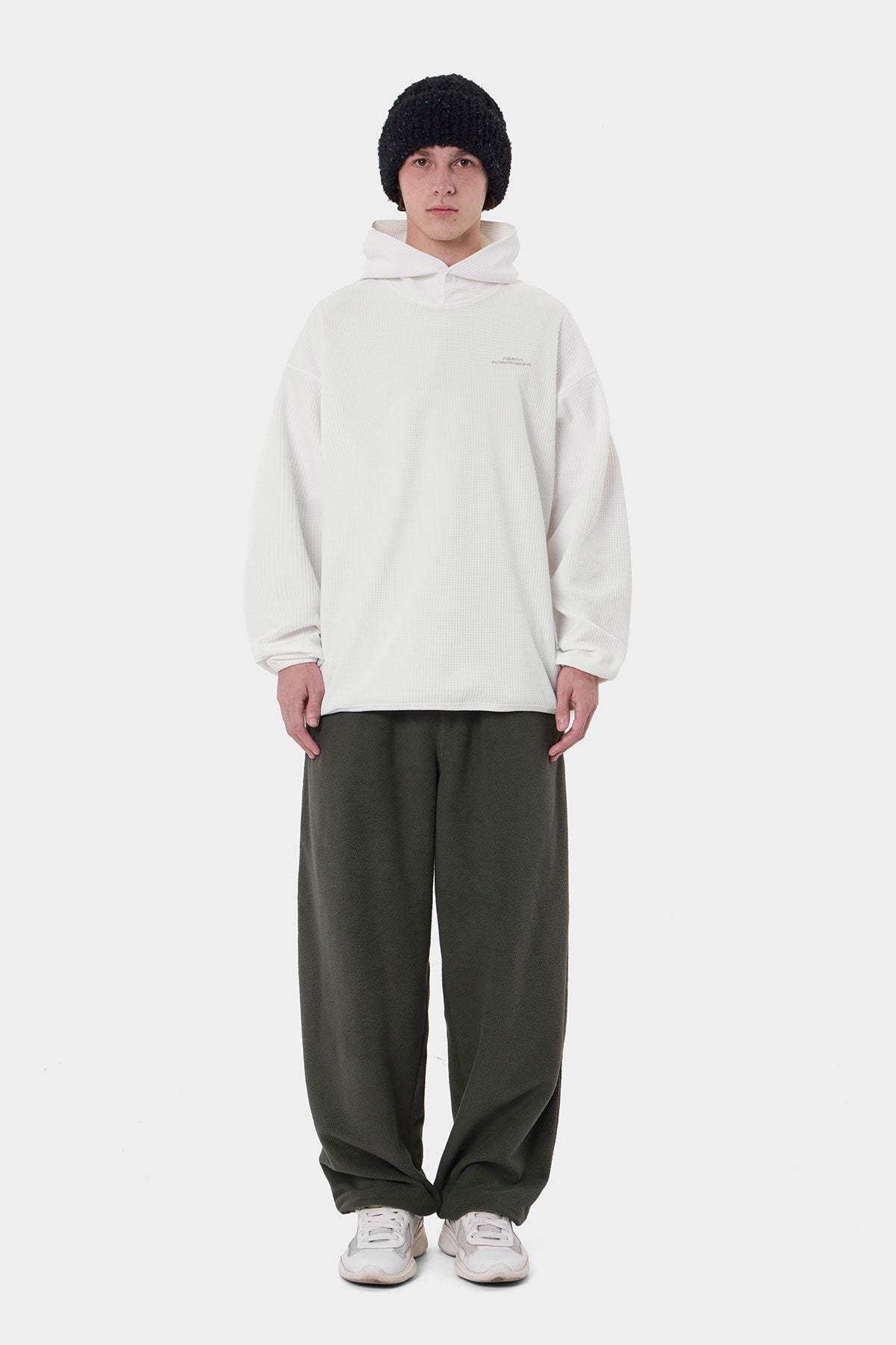 LW WAFFLE HOODIE WHITE