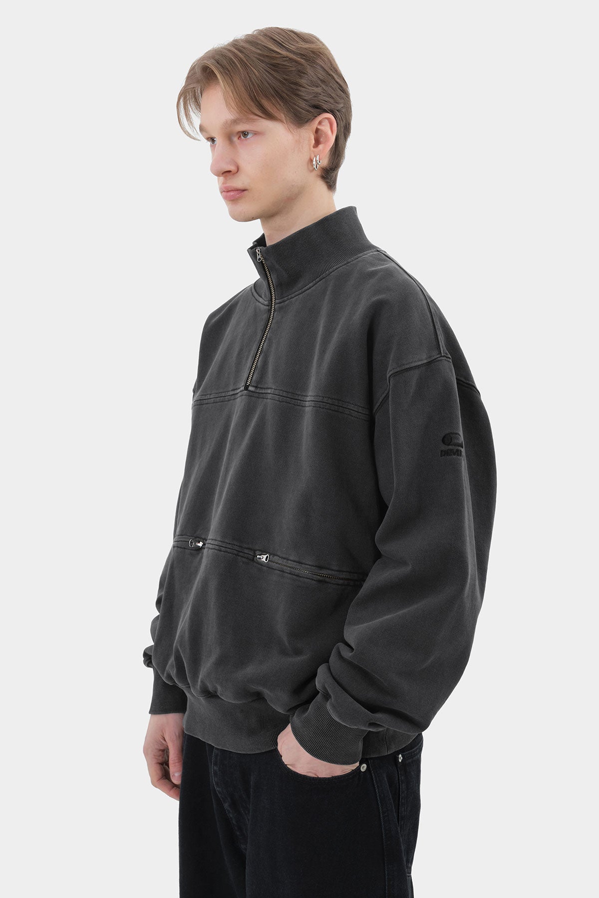METAL HALF ZIP GD SWEATSHIRT CONCRETE