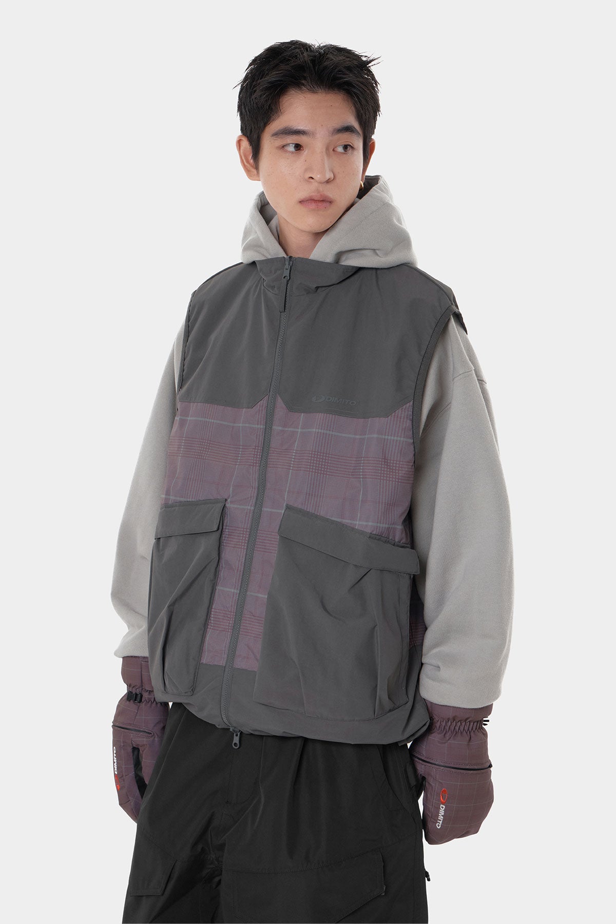 REVERSIBLE WIND VEST WINE CHECK (Delivery start : 26.09.09)