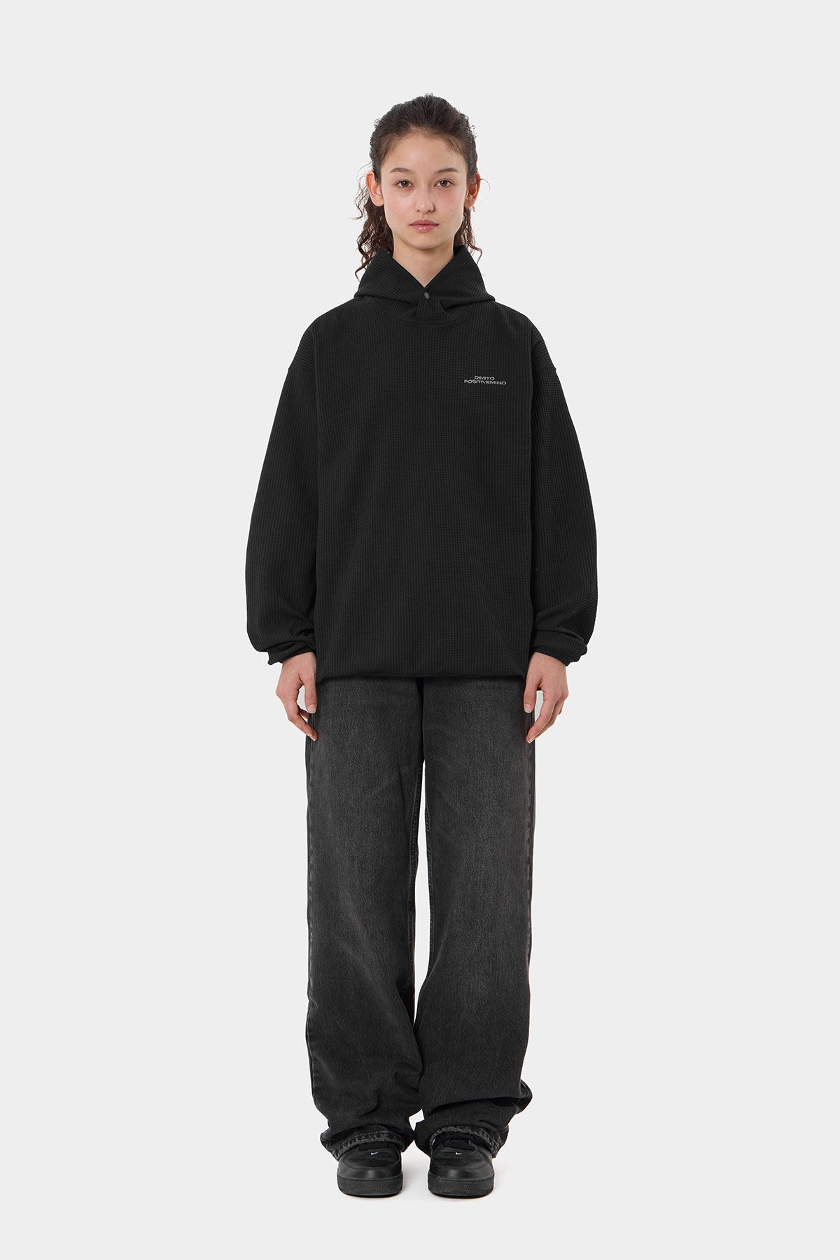 LW WAFFLE HOODIE BLACK
