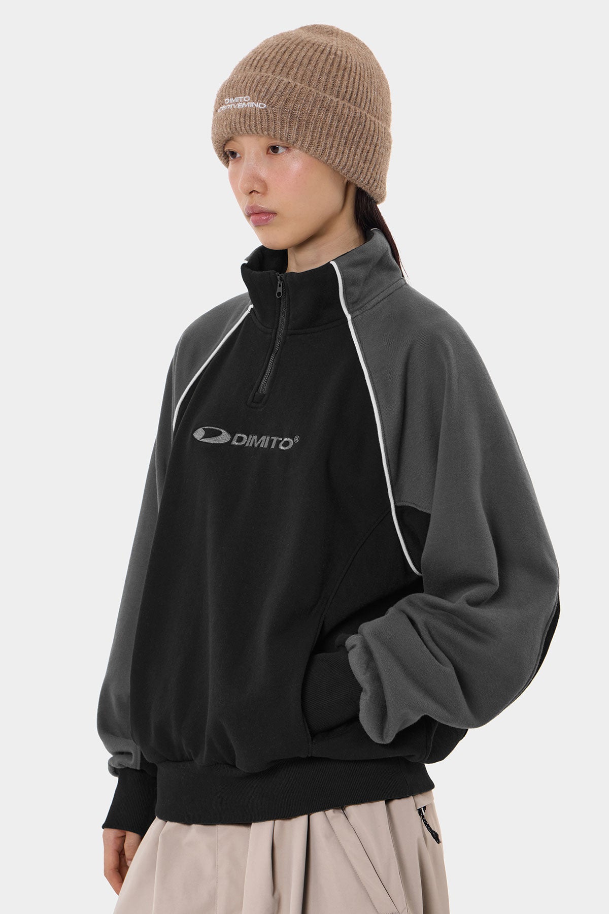 SPORTS HALF ZIP SWEATSHIRT BLACK