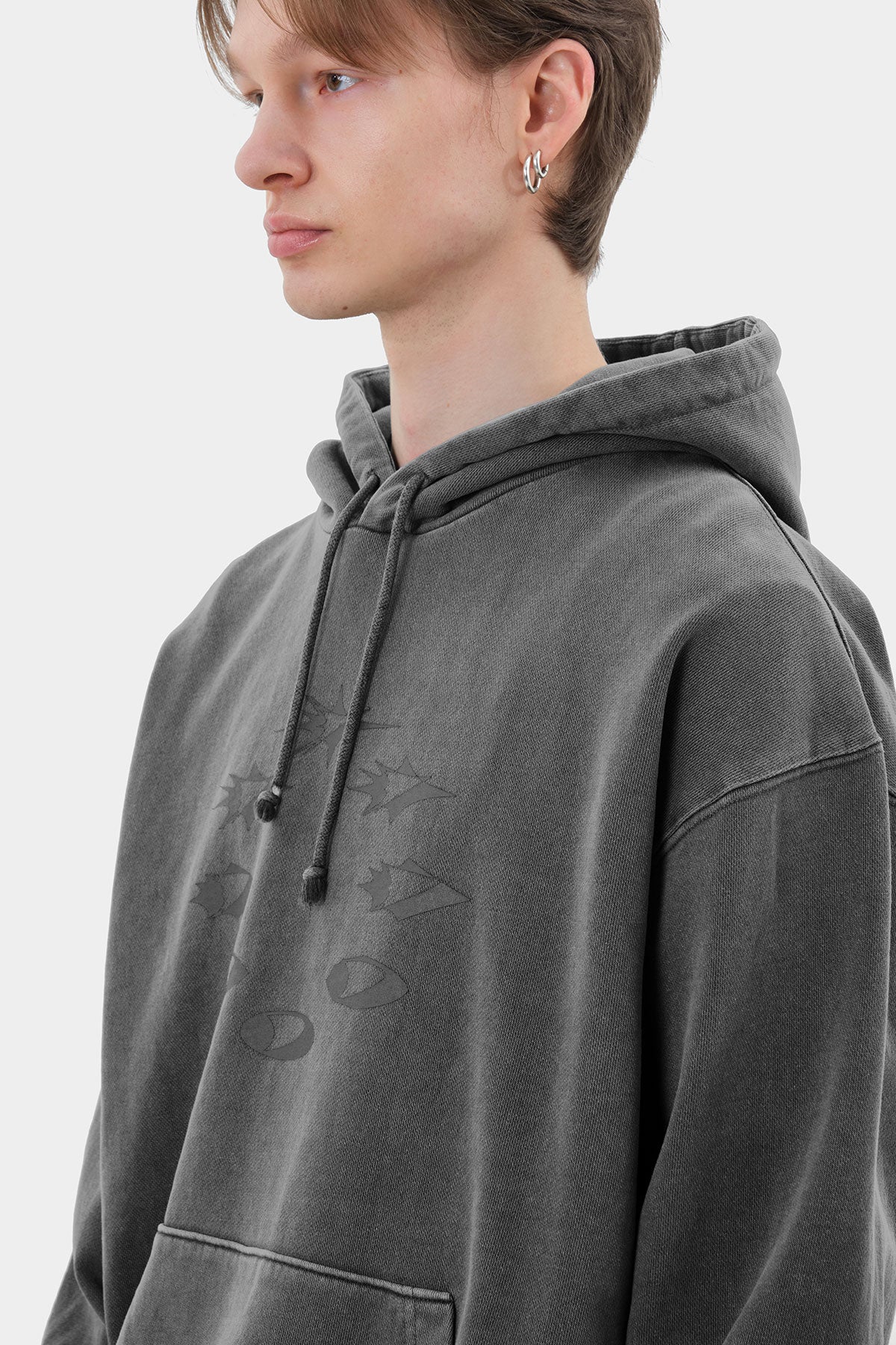 D-AXIS CYCLE GD HOODIE WASHED CHARCOAL