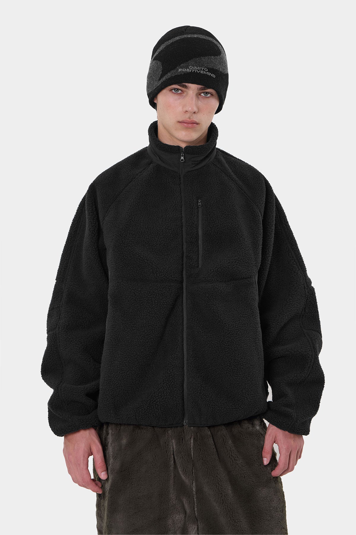 PUFF FLEECE ZIP-UP BLACK