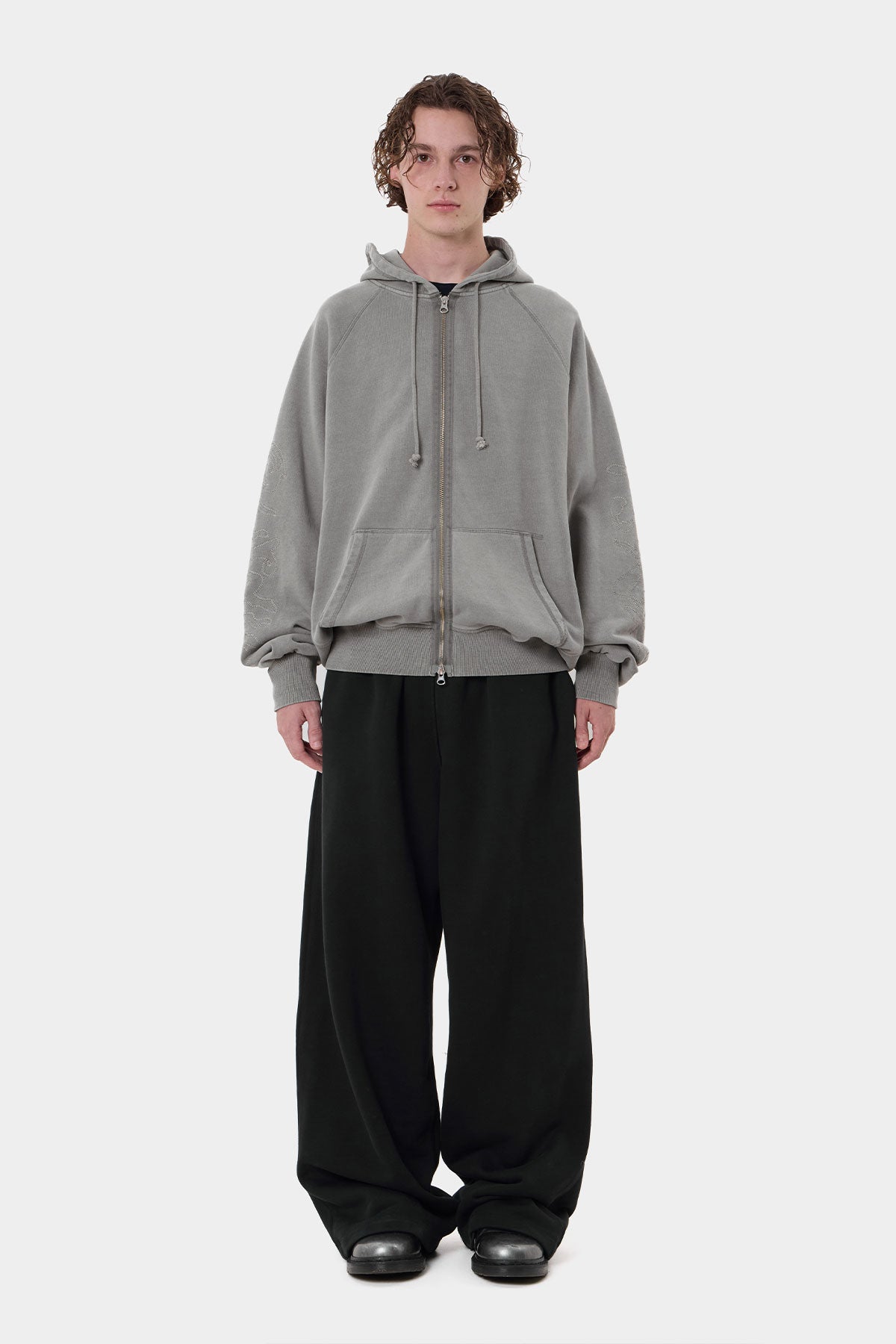 OVERLOCK ZIP-UP GD HOODIE WASHED GREY