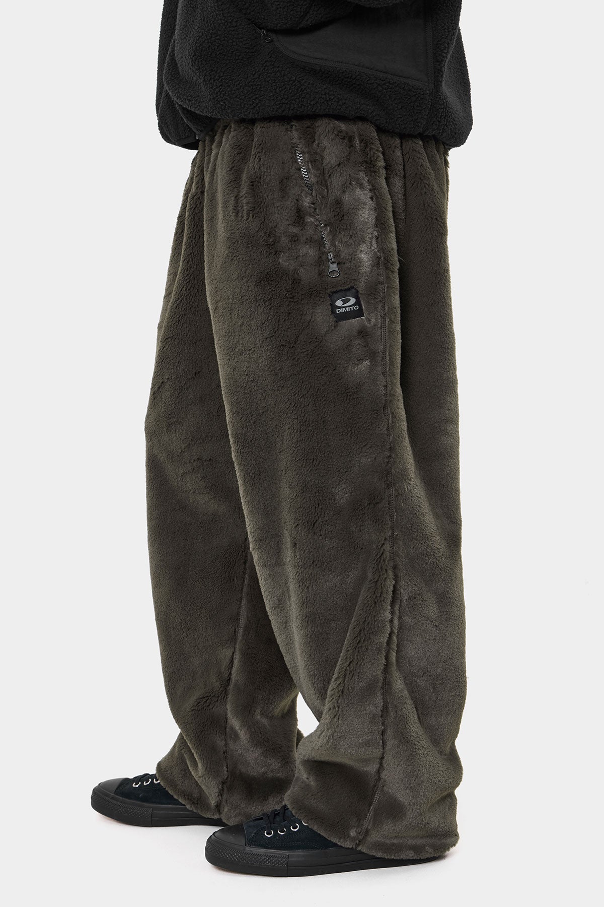 FAUX FUR PANTS DEEP KHAKI