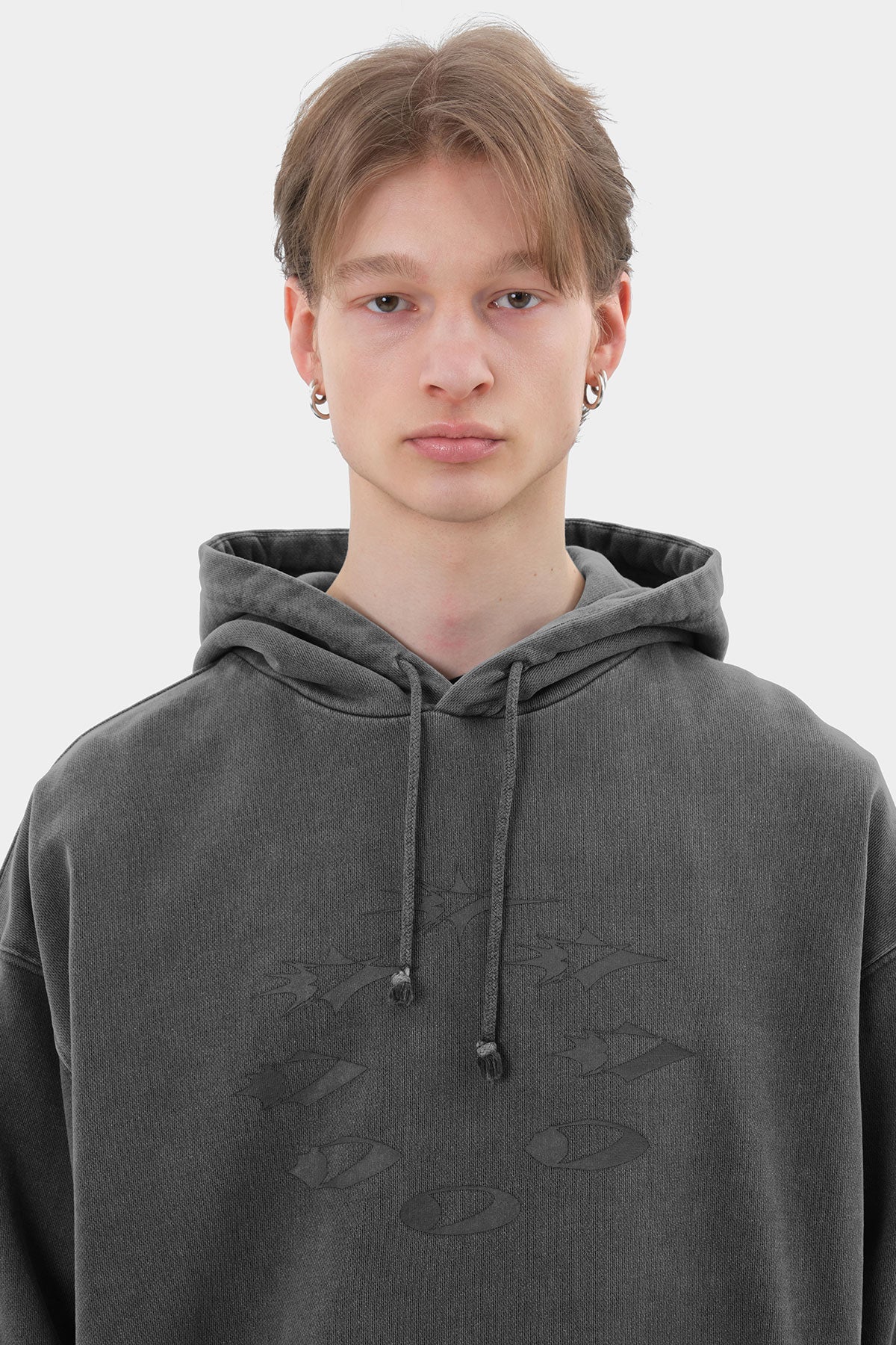 D-AXIS CYCLE GD HOODIE WASHED CHARCOAL