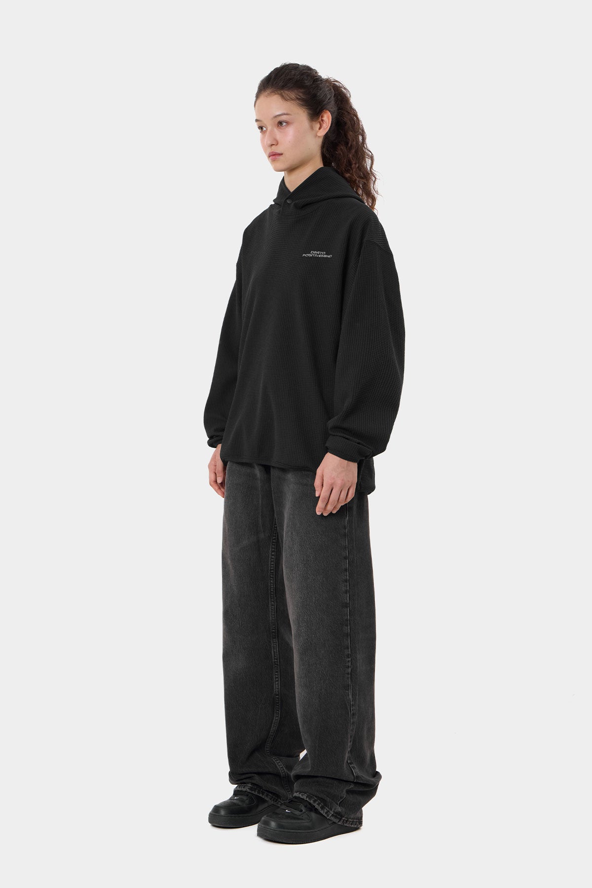 LW WAFFLE HOODIE BLACK