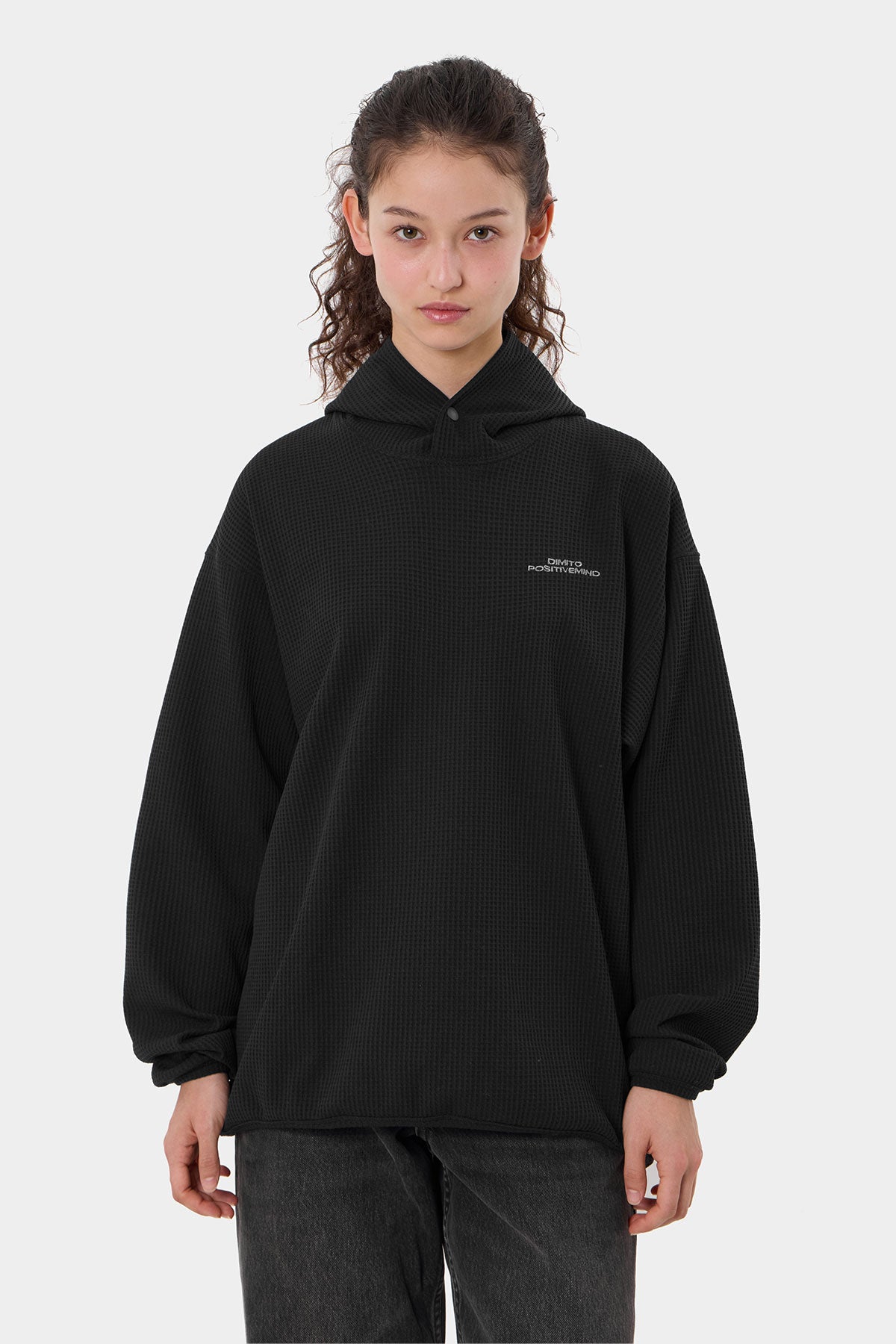 LW WAFFLE HOODIE BLACK