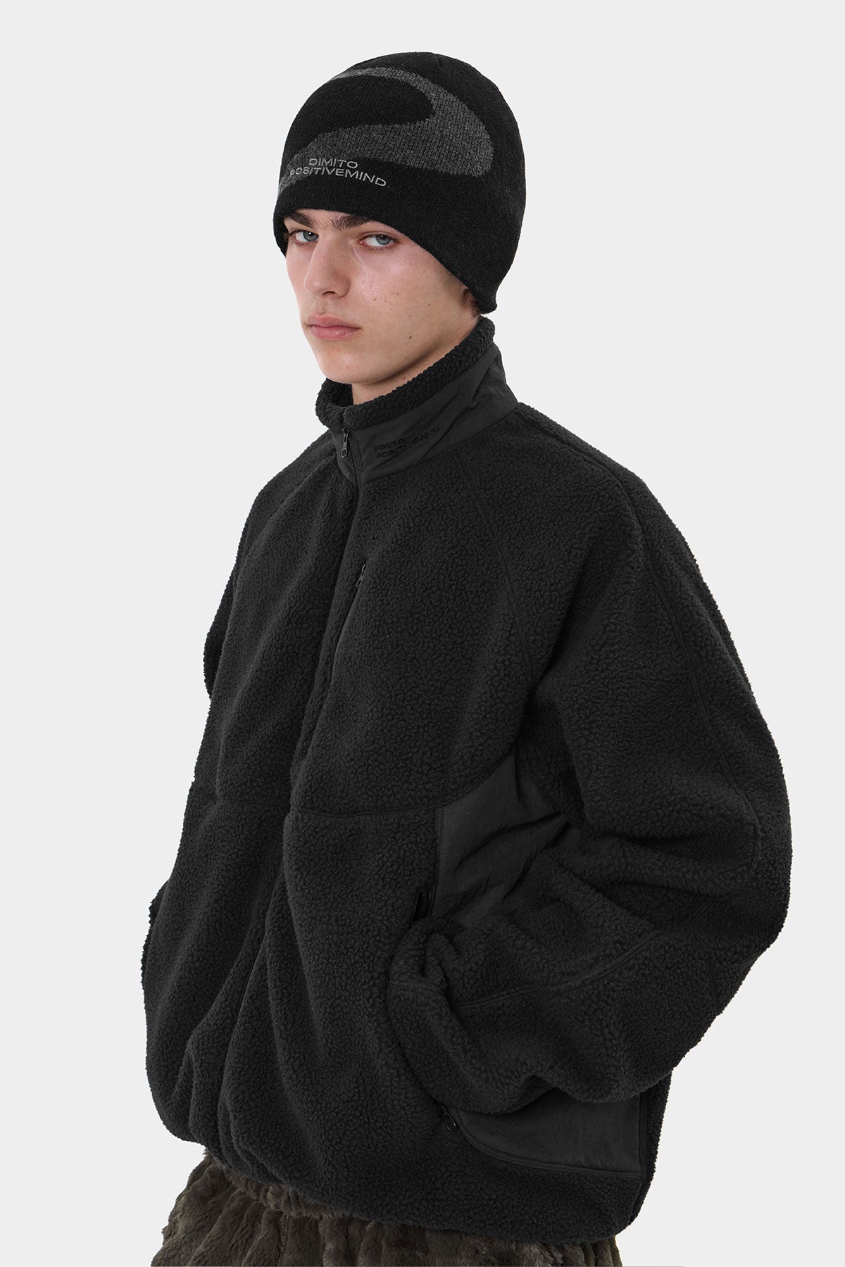 PUFF FLEECE ZIP-UP BLACK