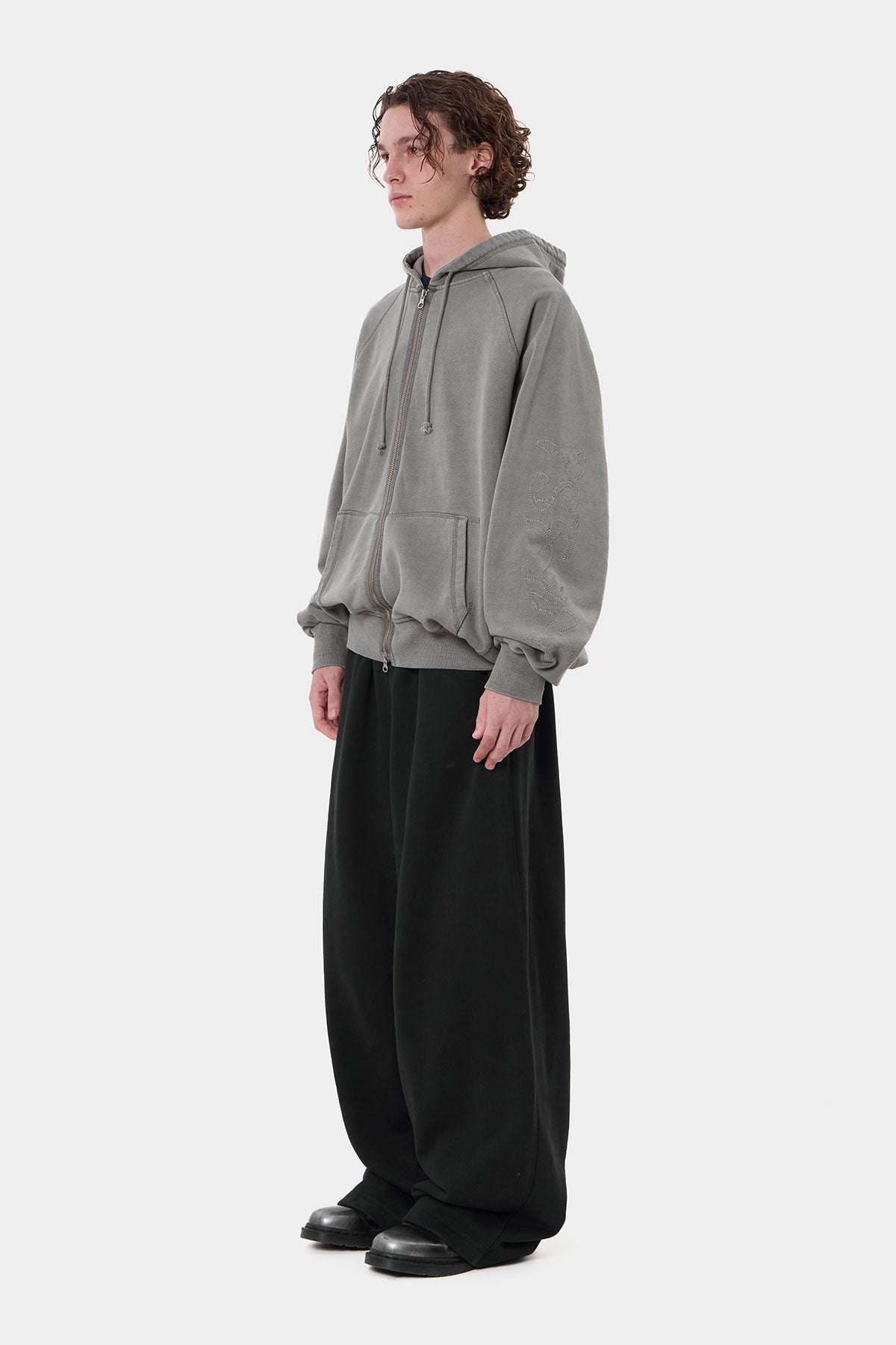 OVERLOCK ZIP-UP GD HOODIE WASHED GREY