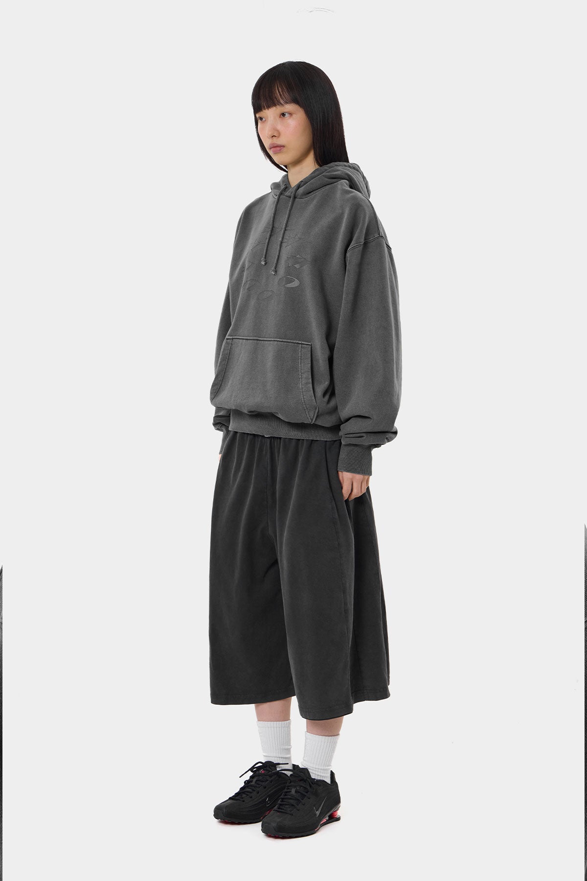 D-AXIS CYCLE GD HOODIE WASHED CHARCOAL