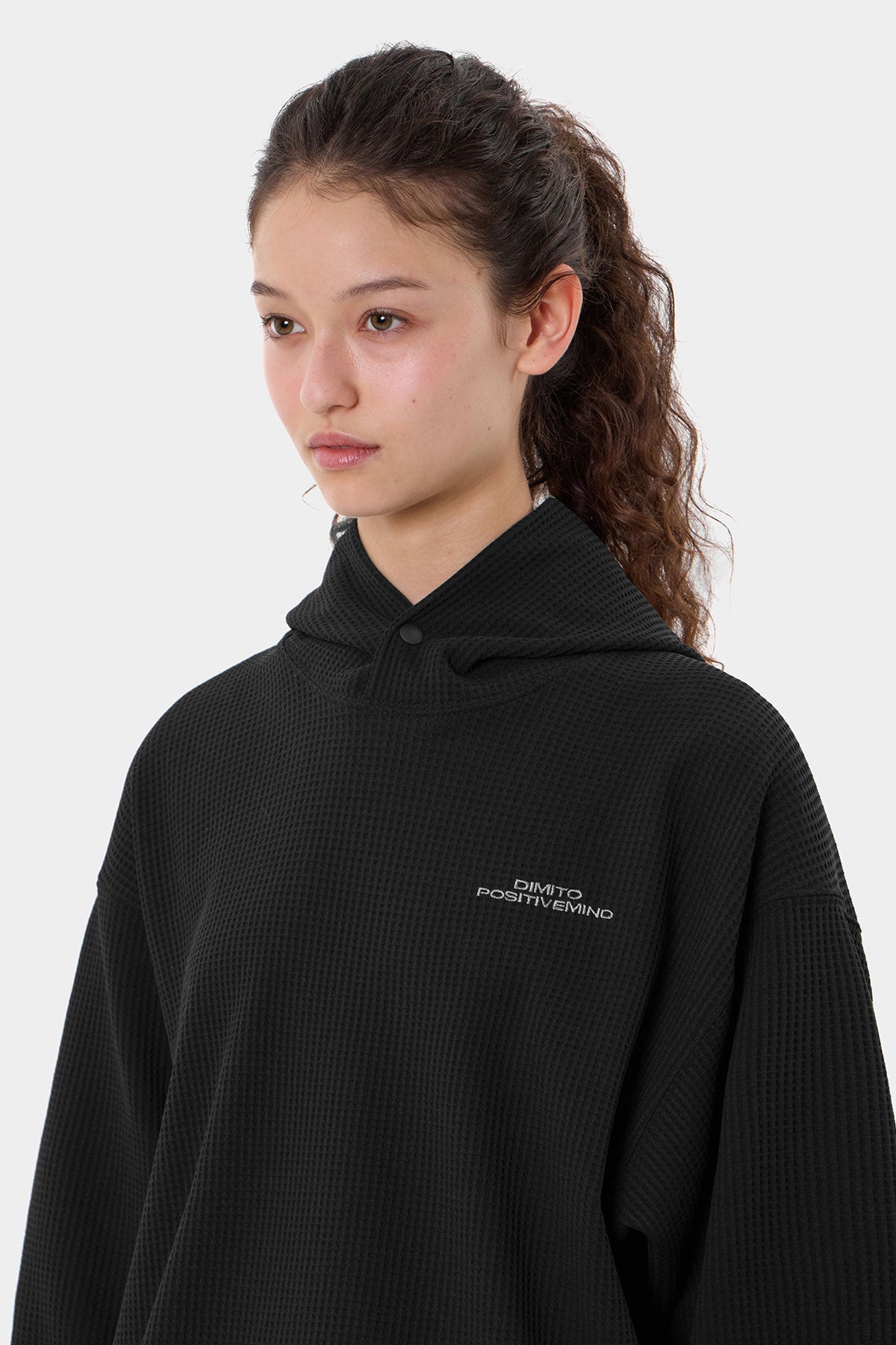 LW WAFFLE HOODIE BLACK