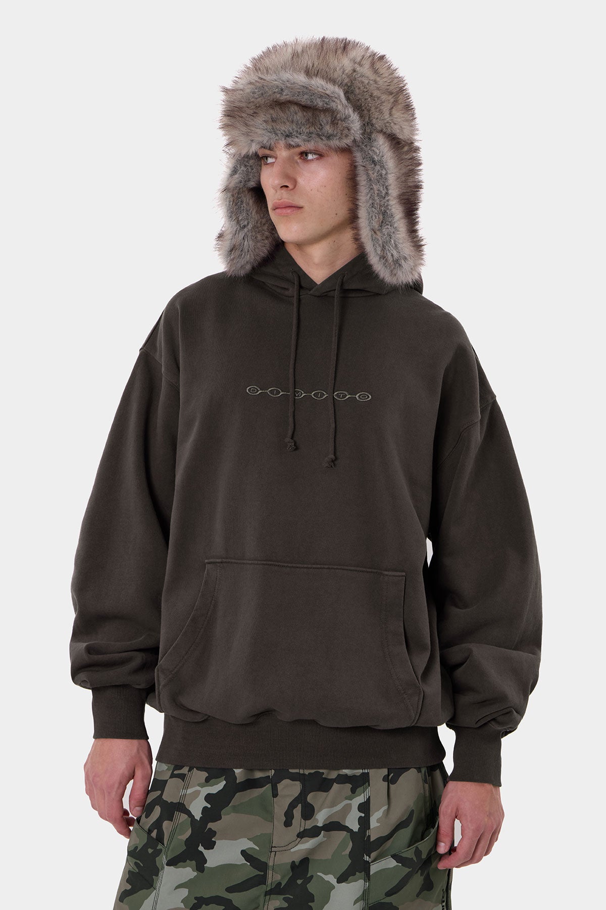 DIVISION BUBBLE LOGO GD HOODIE WASHED BROWN