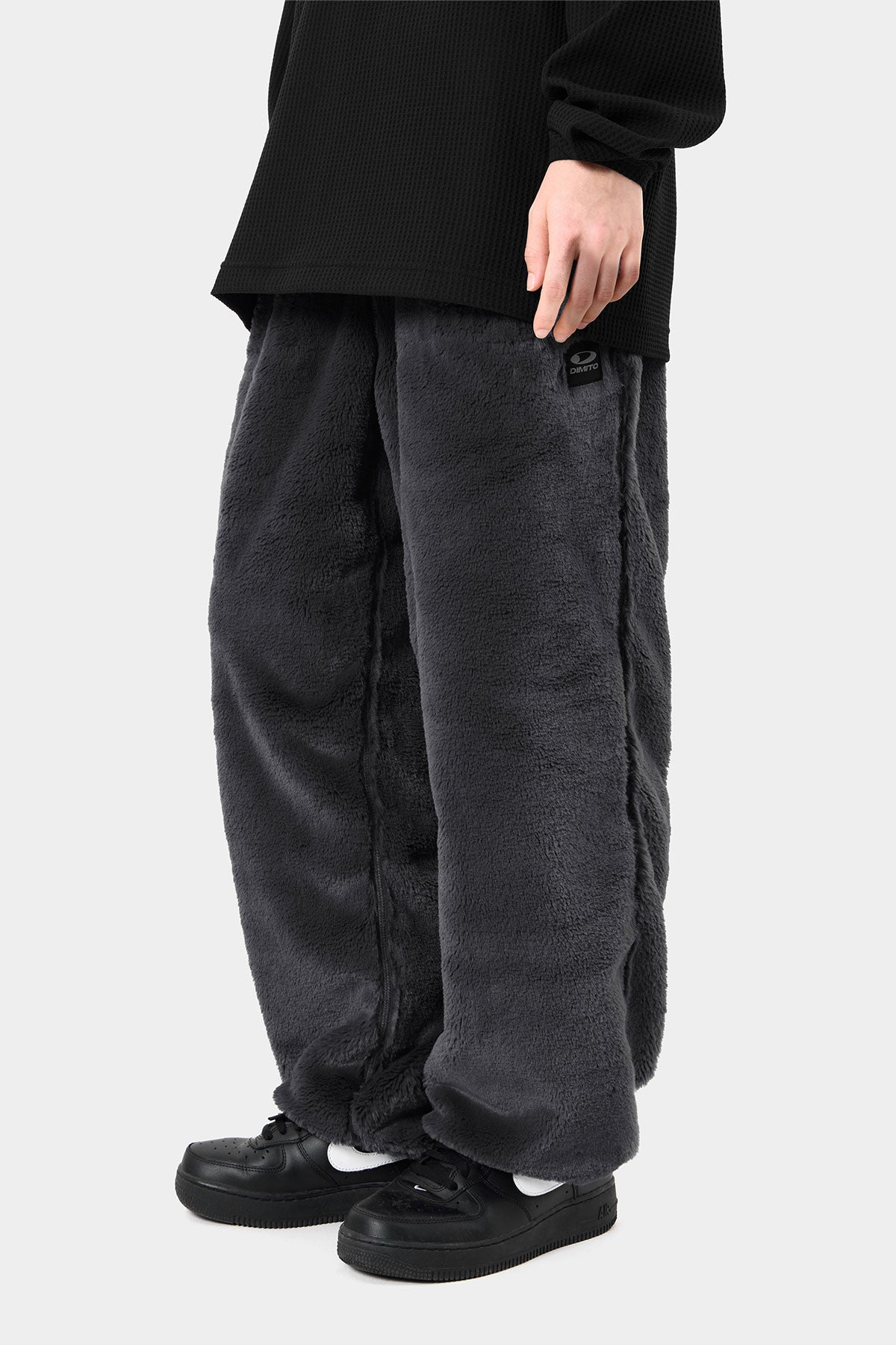 FAUX FUR PANTS COOL GREY