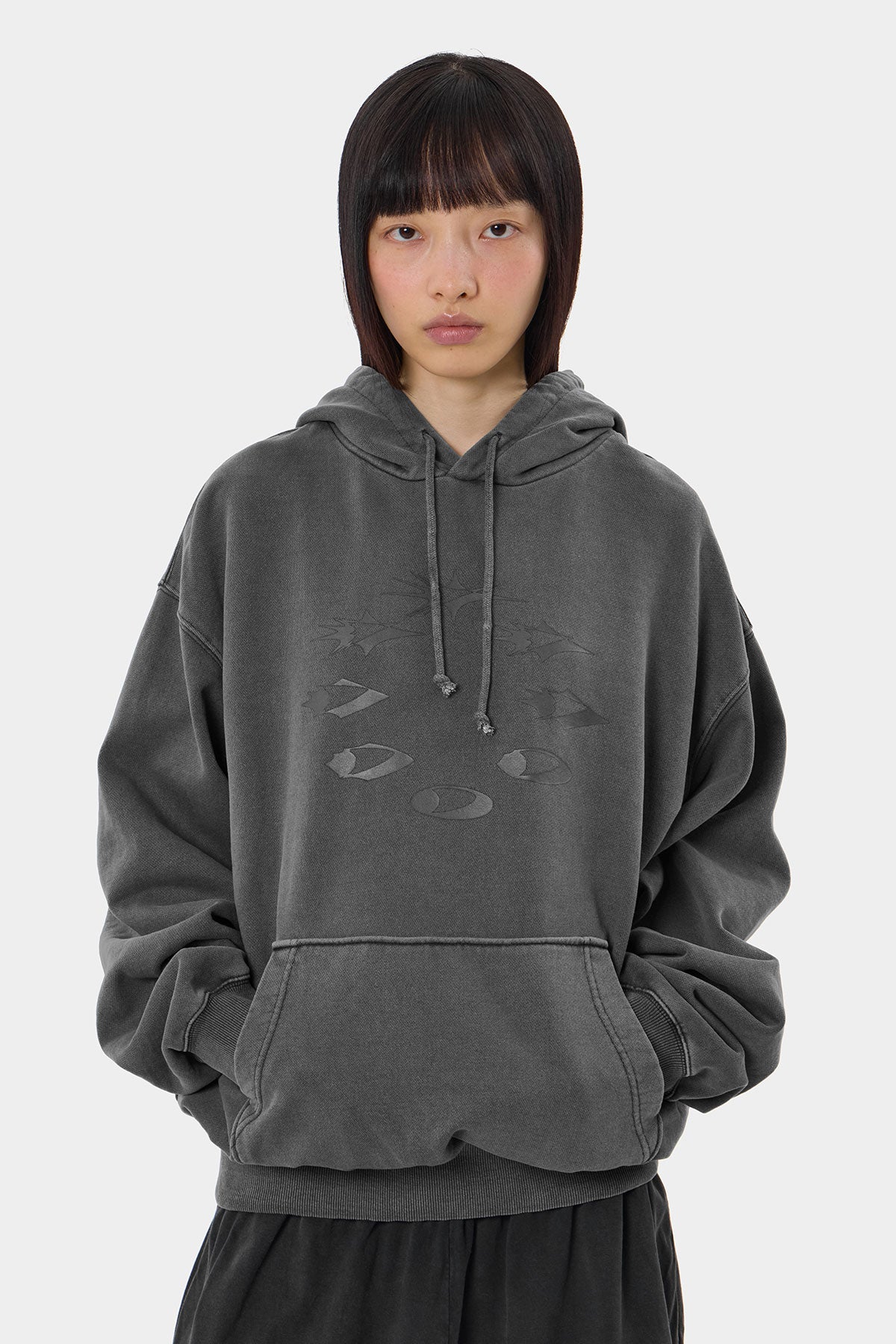 D-AXIS CYCLE GD HOODIE WASHED CHARCOAL