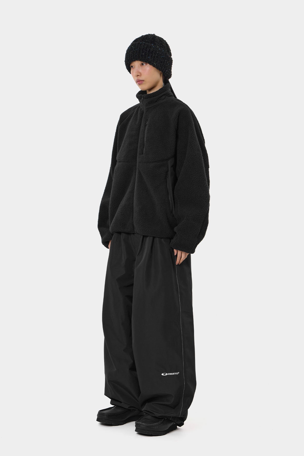 PUFF FLEECE ZIP-UP BLACK