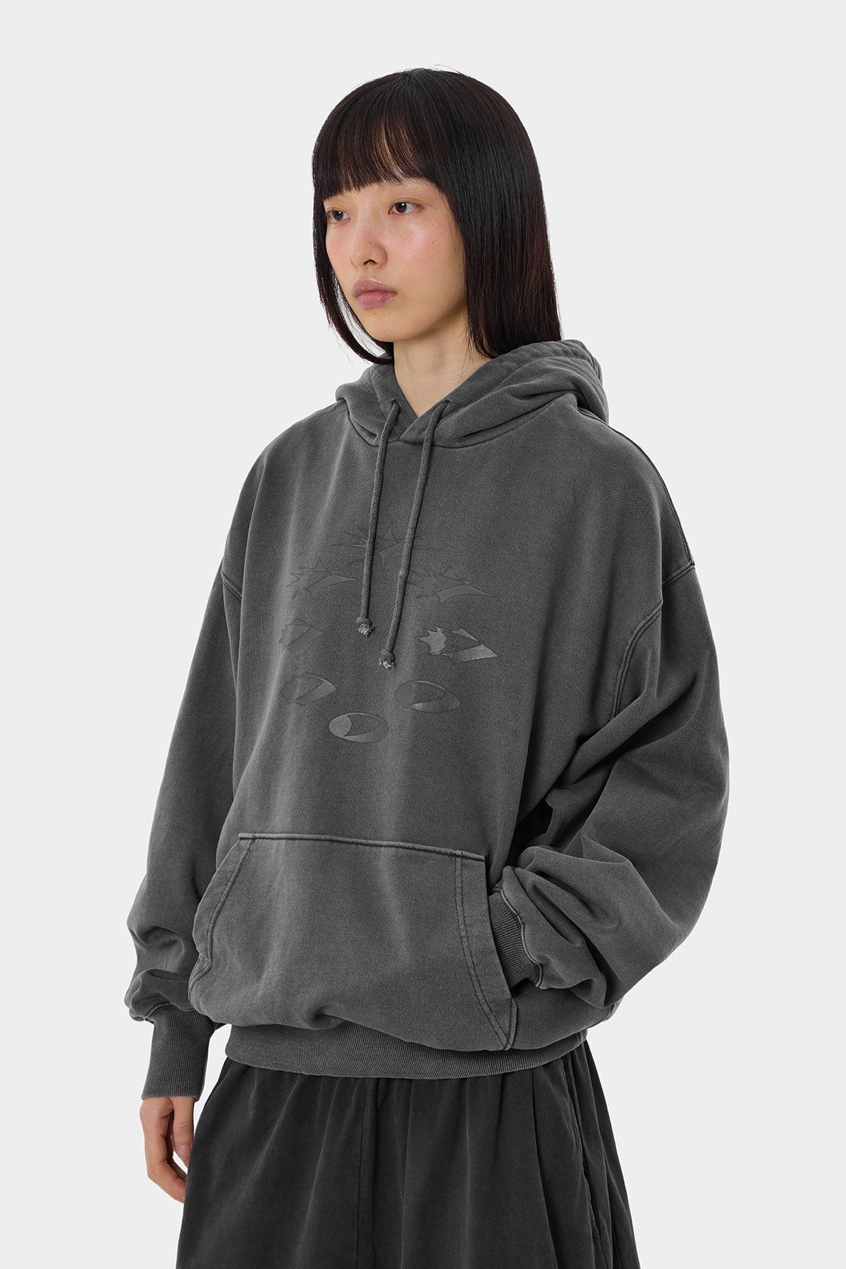 D-AXIS CYCLE GD HOODIE WASHED CHARCOAL