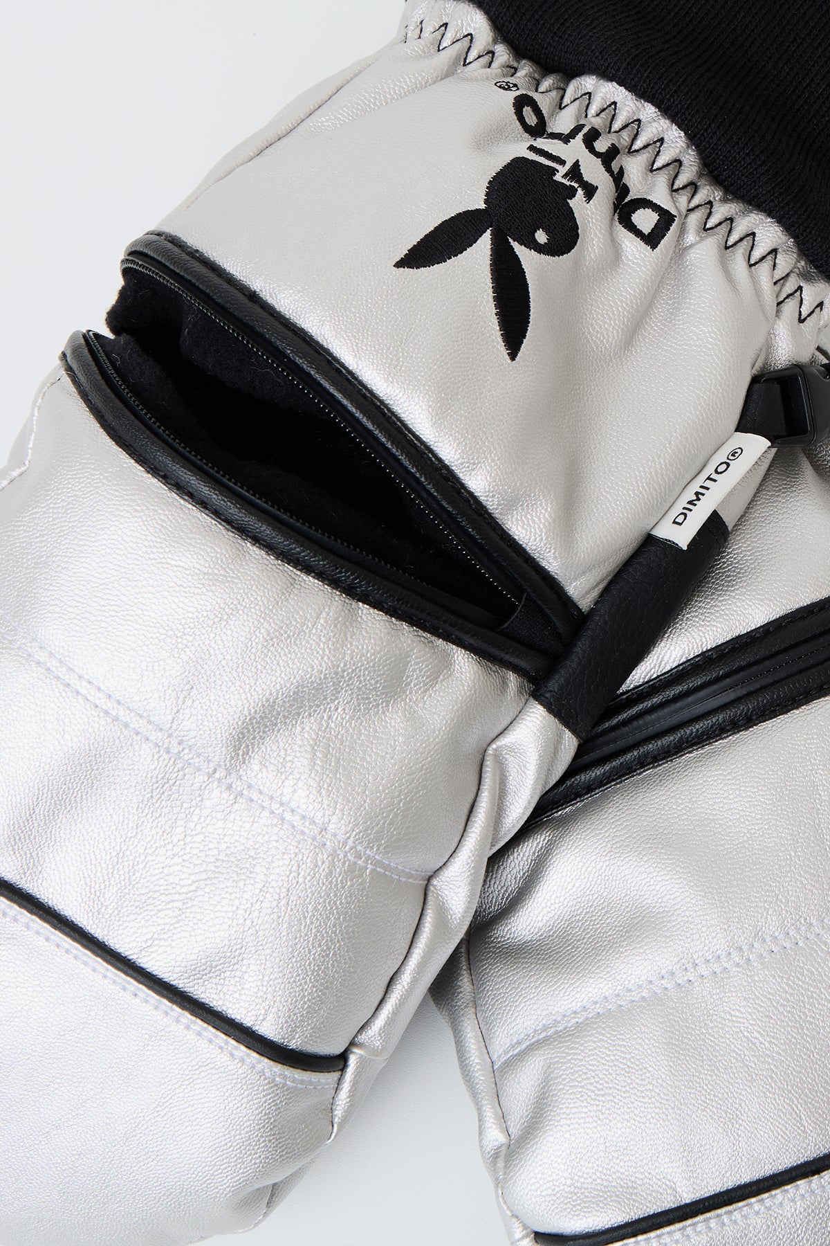[PLAYBOY x DIMITO] PIPING FAUX LEATHER MITTEN METAL GREY