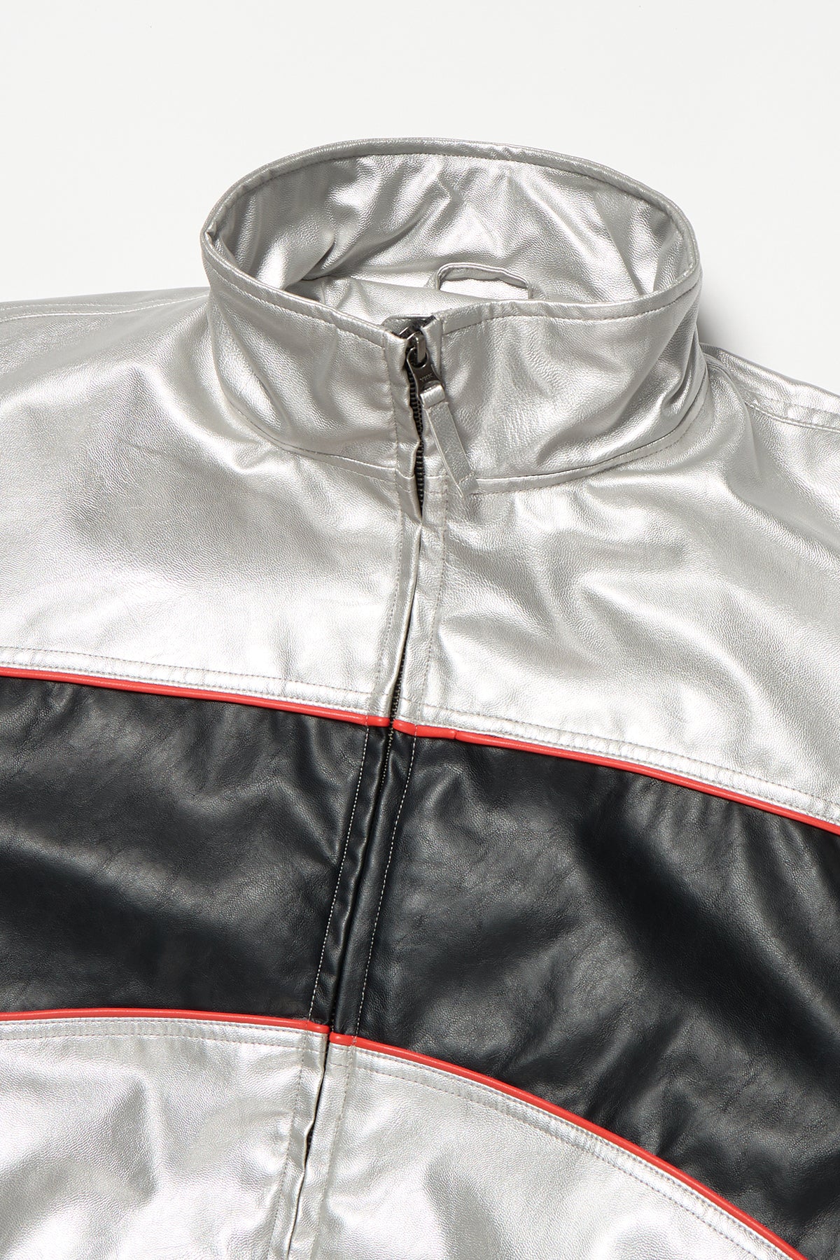 [PLAYBOY x DIMITO] BLOCK FAUX LEATHER JACKET METAL GREY