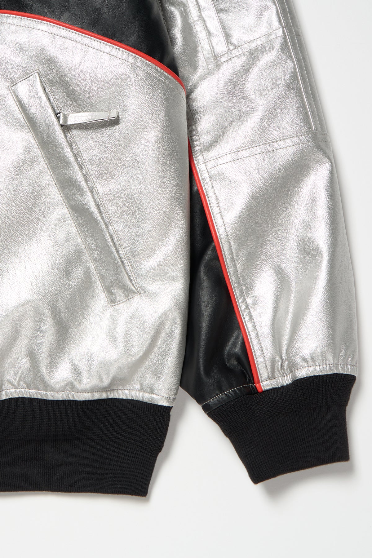 [PLAYBOY x DIMITO] BLOCK FAUX LEATHER JACKET METAL GREY