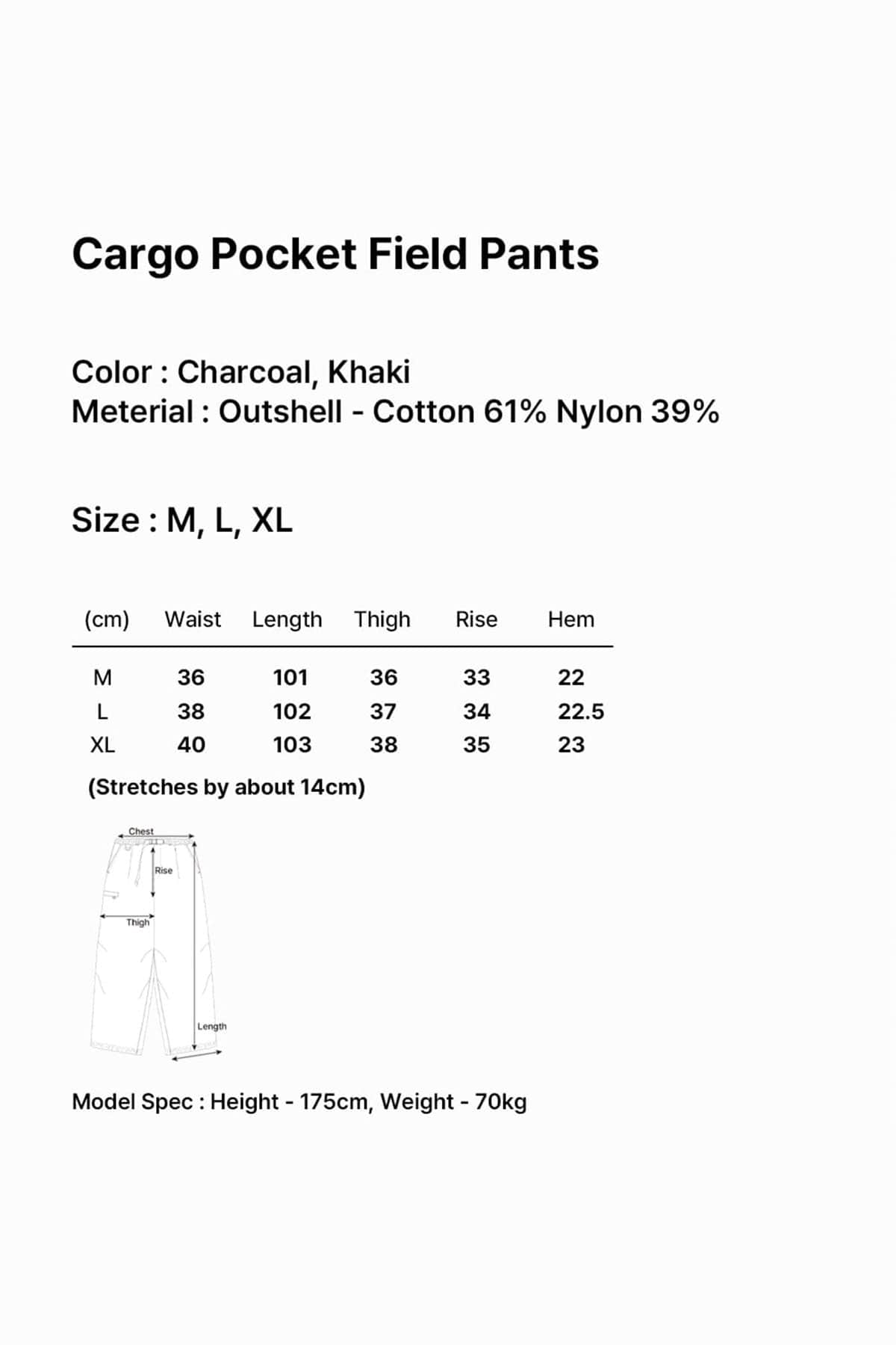 POINTED [FOUND POCKET] CARGO POCKET FIELD PANTS CHARCOAL