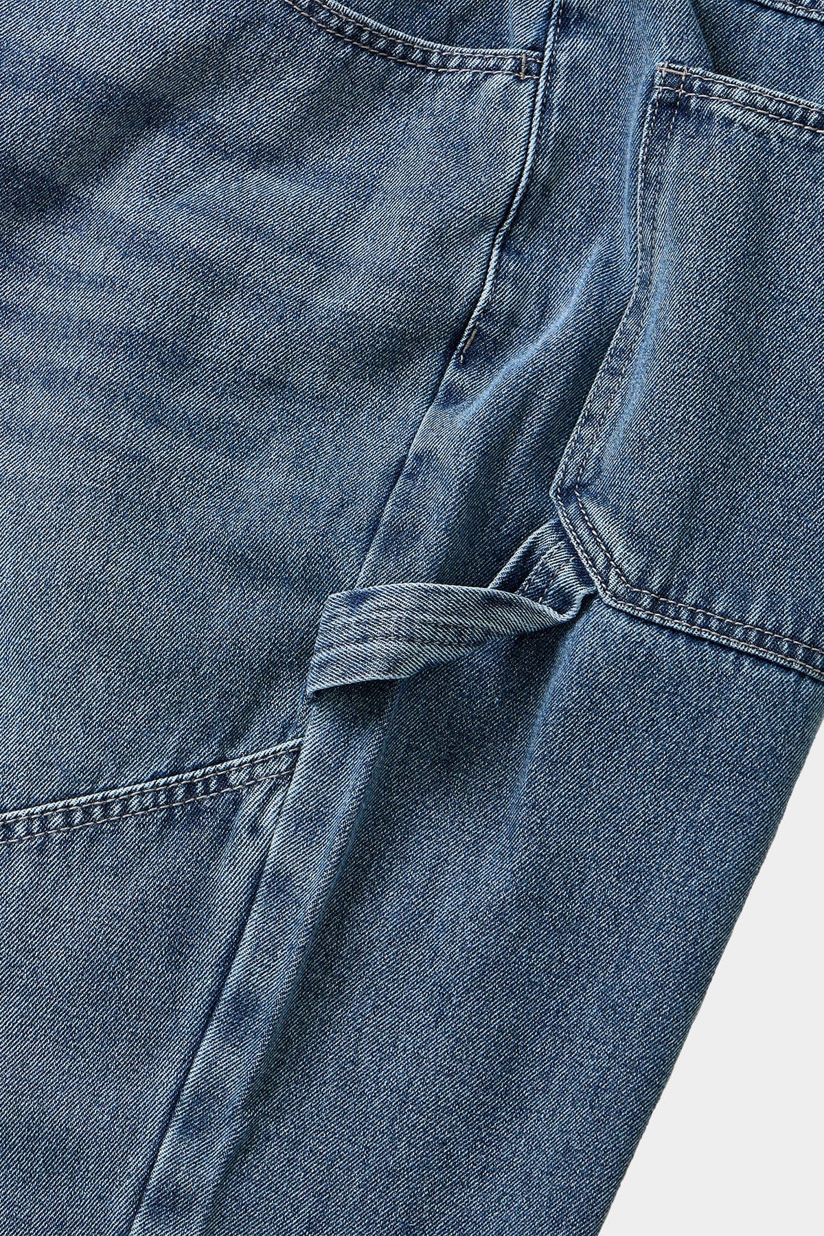 POINTED [FOUND POCKET] DENIM WIDE CARPENTER PANTS BLUE