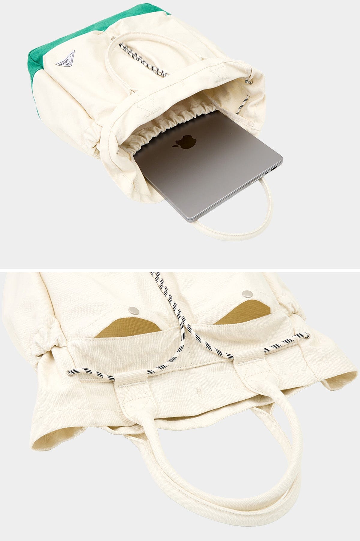 POINTED ONE-SIZE [FOUND POCKET] PLATE CANVAS BAG GREEN