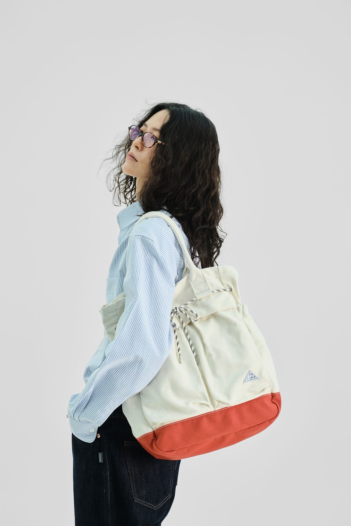 POINTED ONE-SIZE [FOUND POCKET] PLATE CANVAS BAG ORANGE