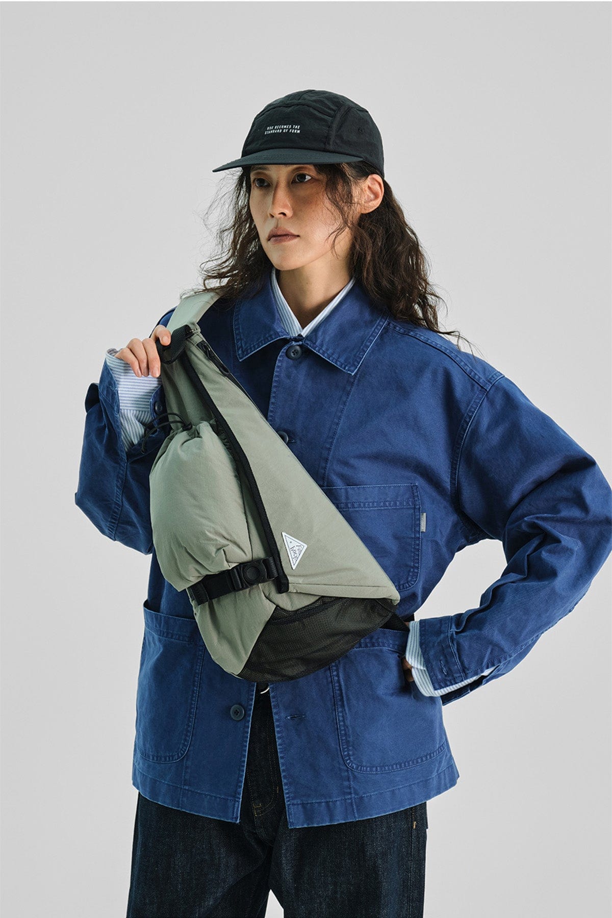 POINTED ONE-SIZE [FOUND POCKET] SADDLE CROSS BAG GREY