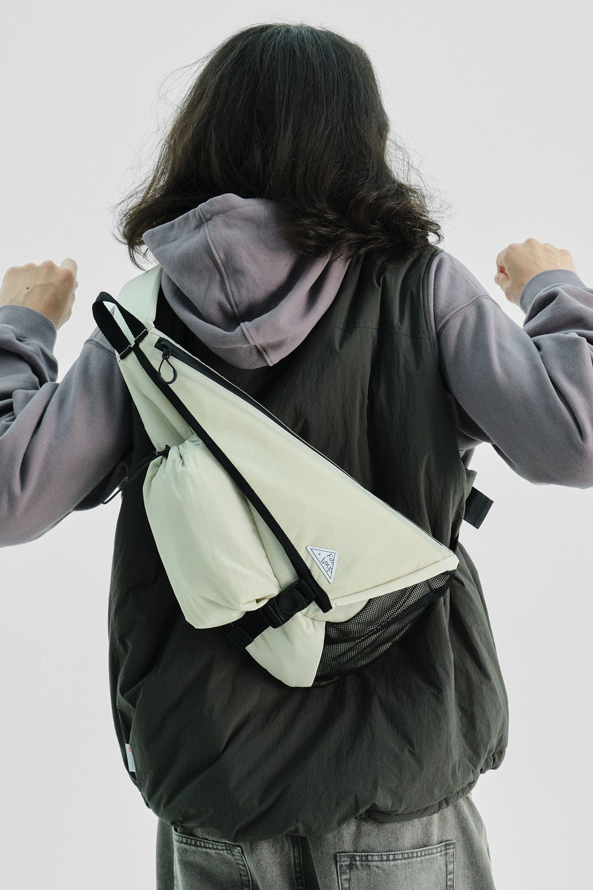POINTED ONE-SIZE [FOUND POCKET] SADDLE CROSS BAG SAGE GREEN
