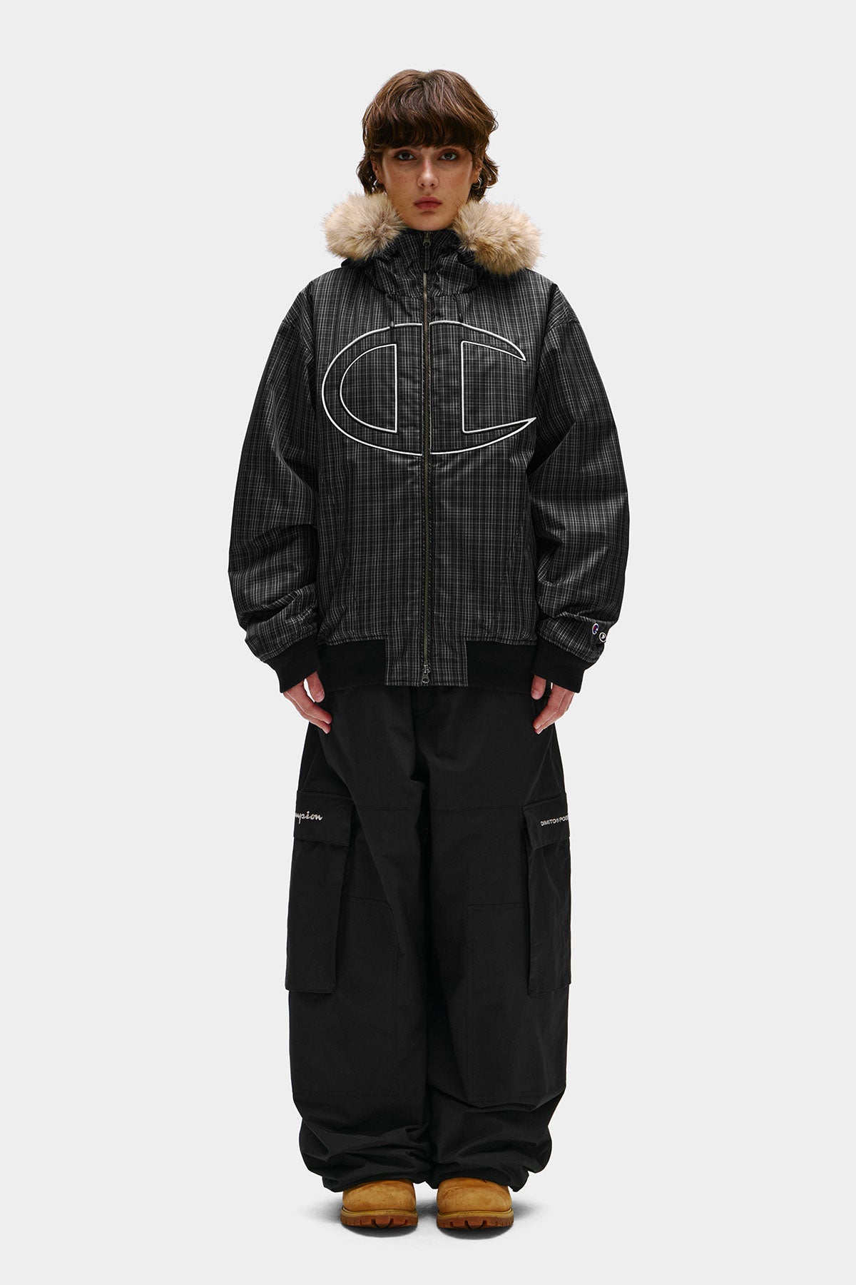 [CHAMPION x DIMITO] GIANT C-LOGO BOMBER JACKET MONO CHECK (Available date : 26.10.12)