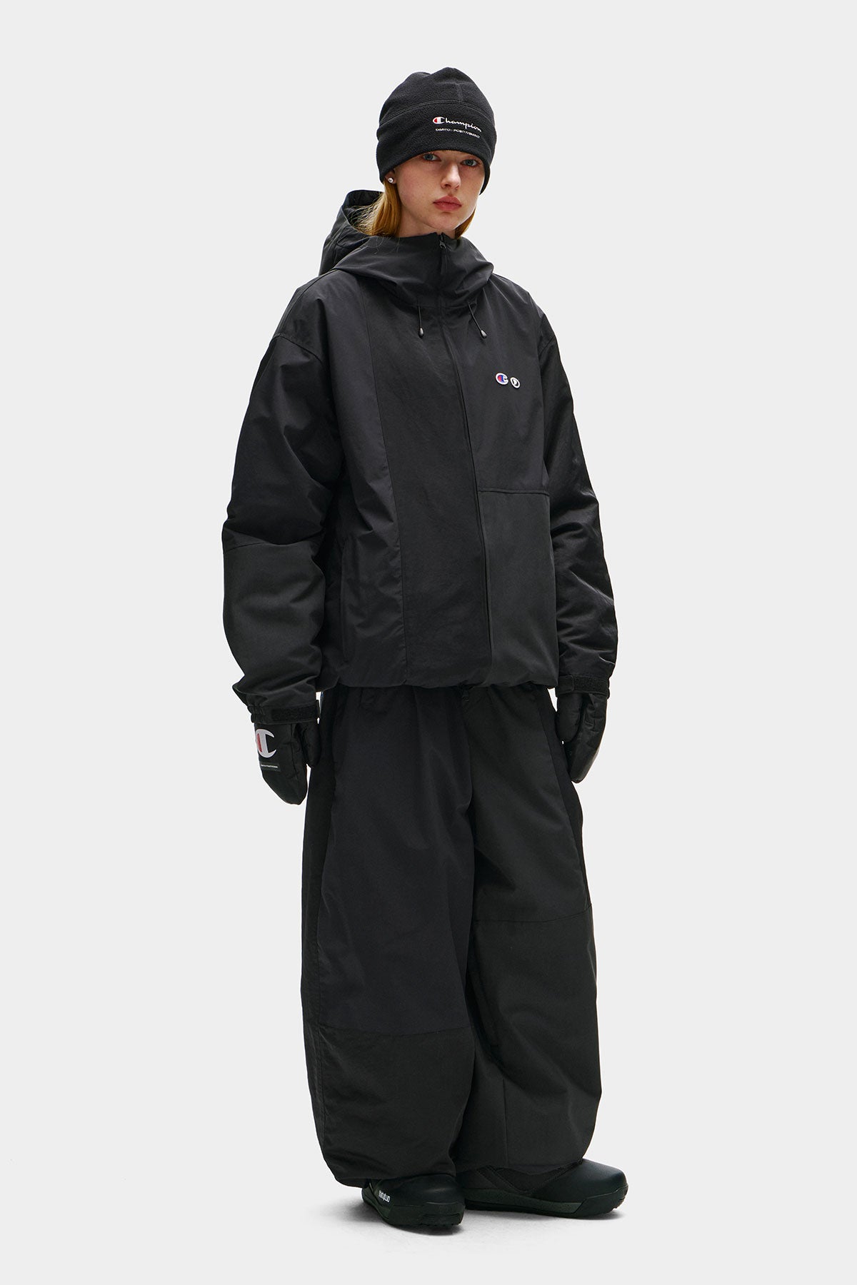 [CHAMPION x DIMITO] C-LOGO COLLEGE PATCHWORK JACKET BLACK MIX (Available date : 26.10.12)