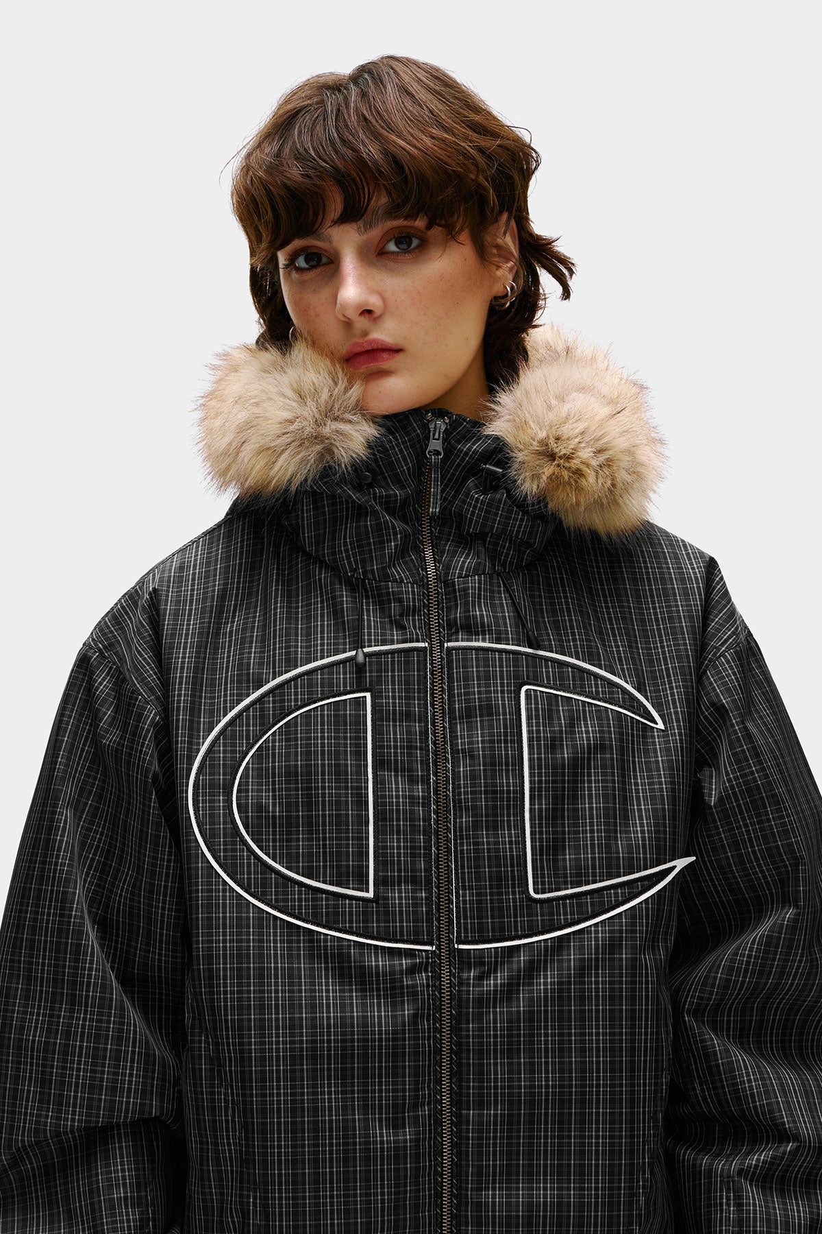 [CHAMPION x DIMITO] GIANT C-LOGO BOMBER JACKET MONO CHECK (Available date : 26.10.12)