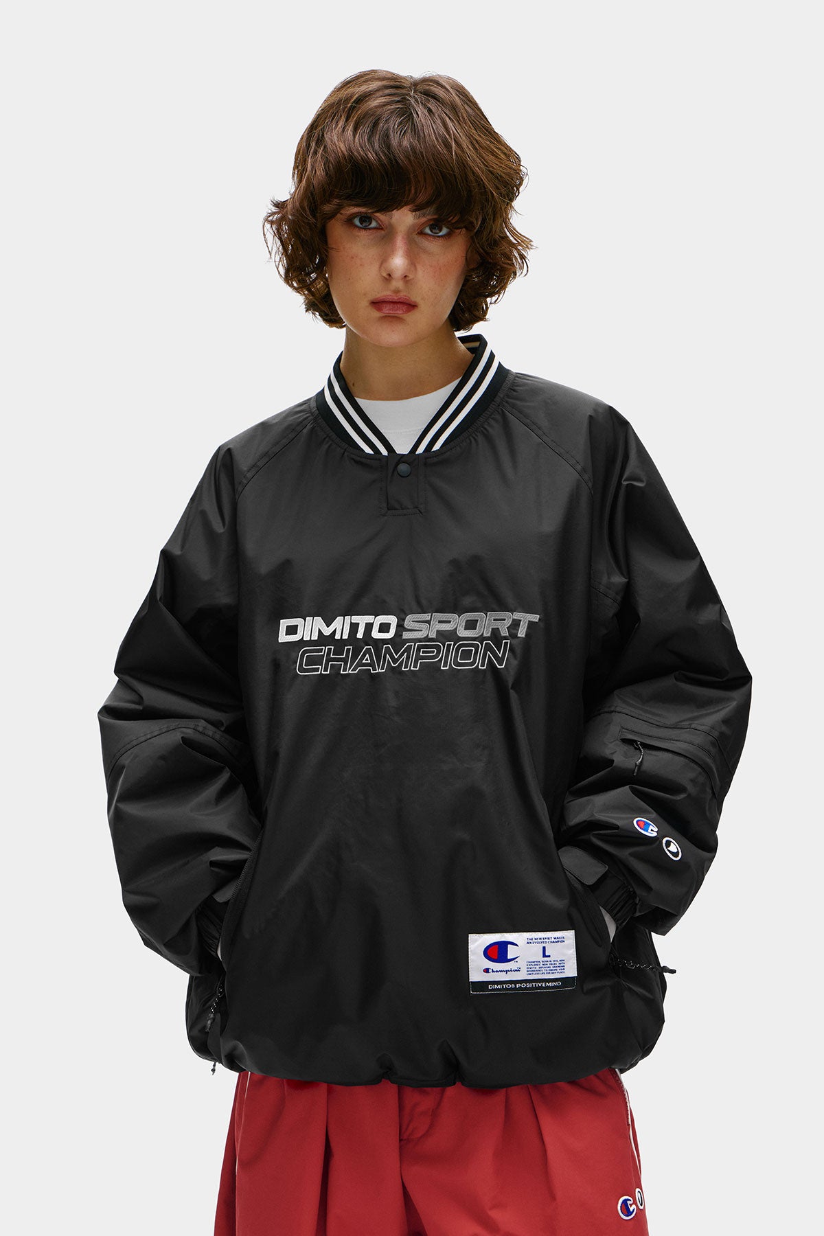 [CHAMPION x DIMITO] SPORT V-NECK SNAP PULLOVER BLACK (Available date : 26.10.12)