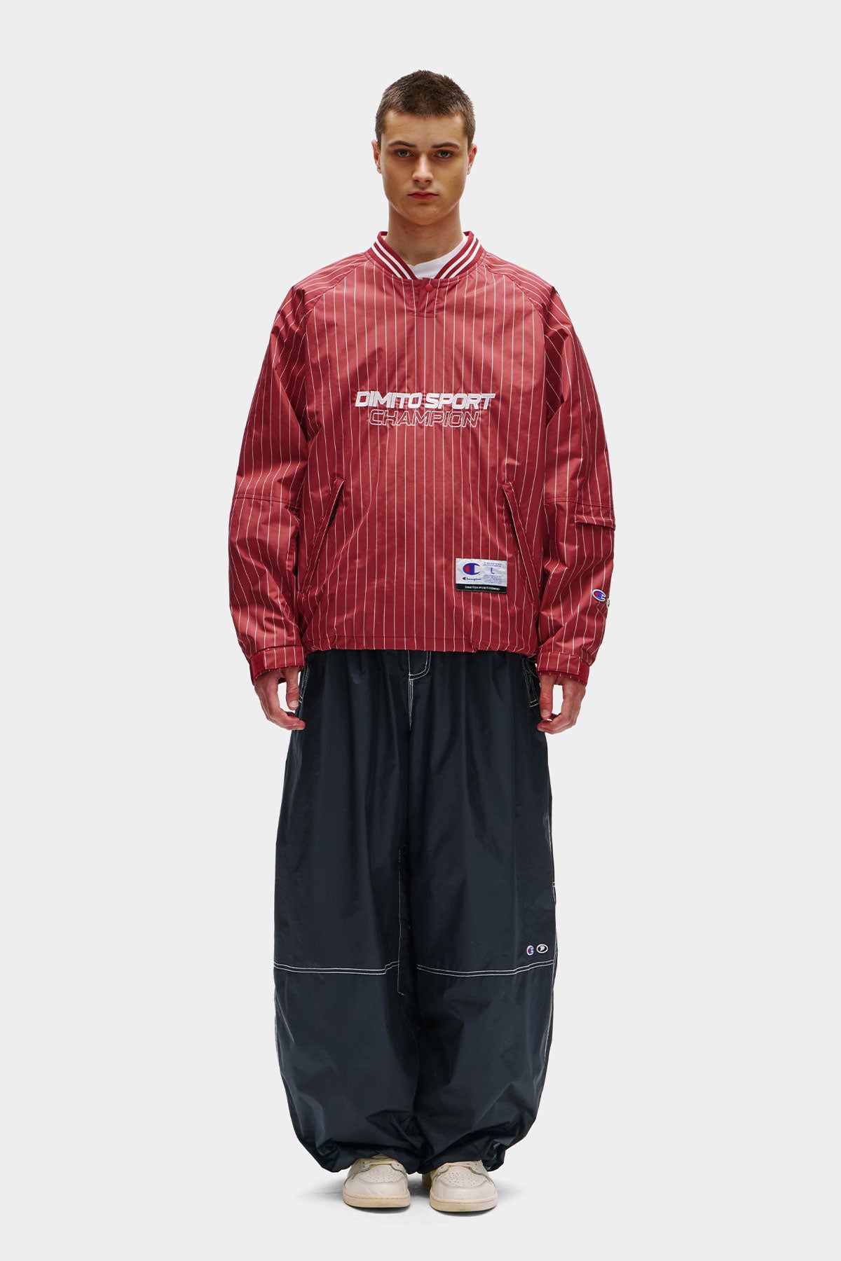 [CHAMPION x DIMITO] SPORT V-NECK SNAP PULLOVER STRIPE RED (Available date : 26.10.12)