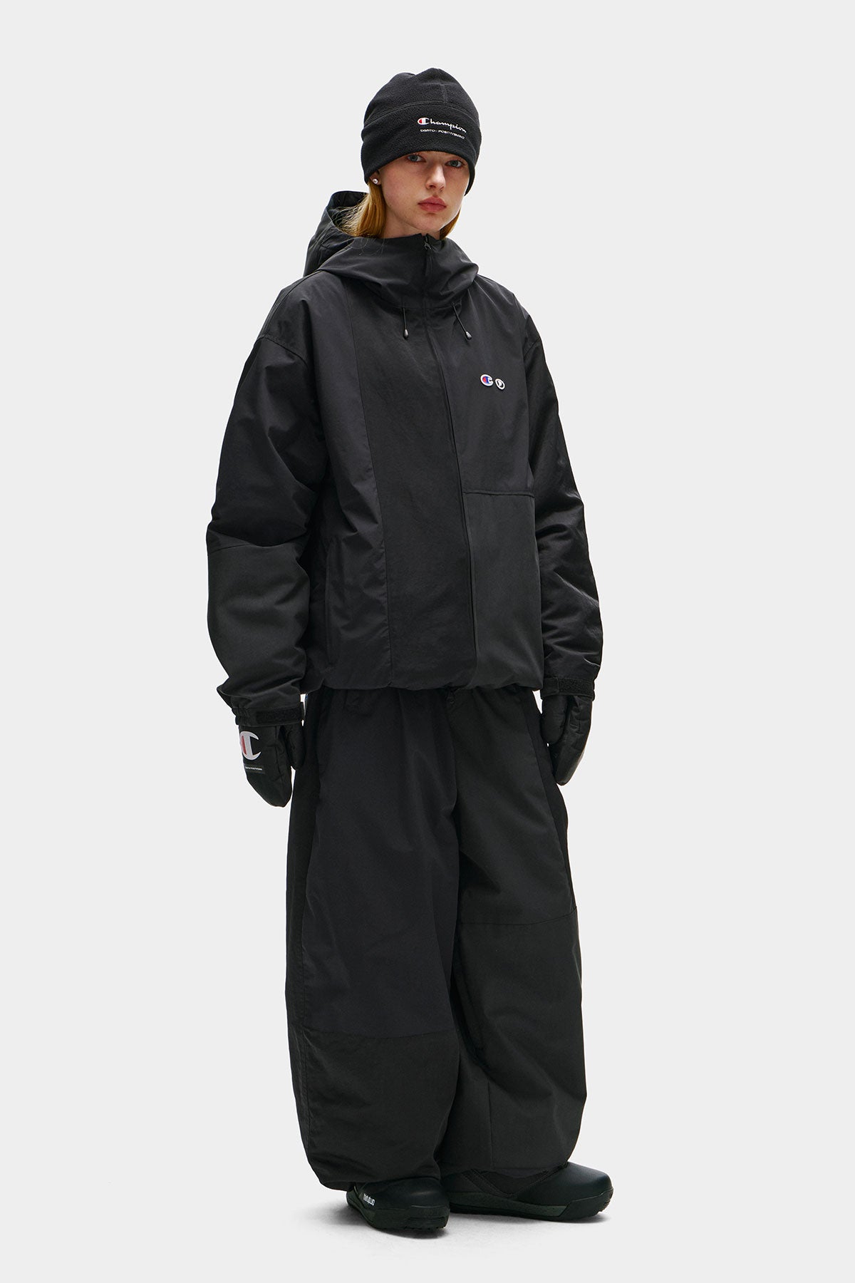 [CHAMPION x DIMITO] C-LOGO COLLEGE PATCHWORK PANTS (WIDE FIT LV.2) BLACK MIX (Available date : 26.10.12)