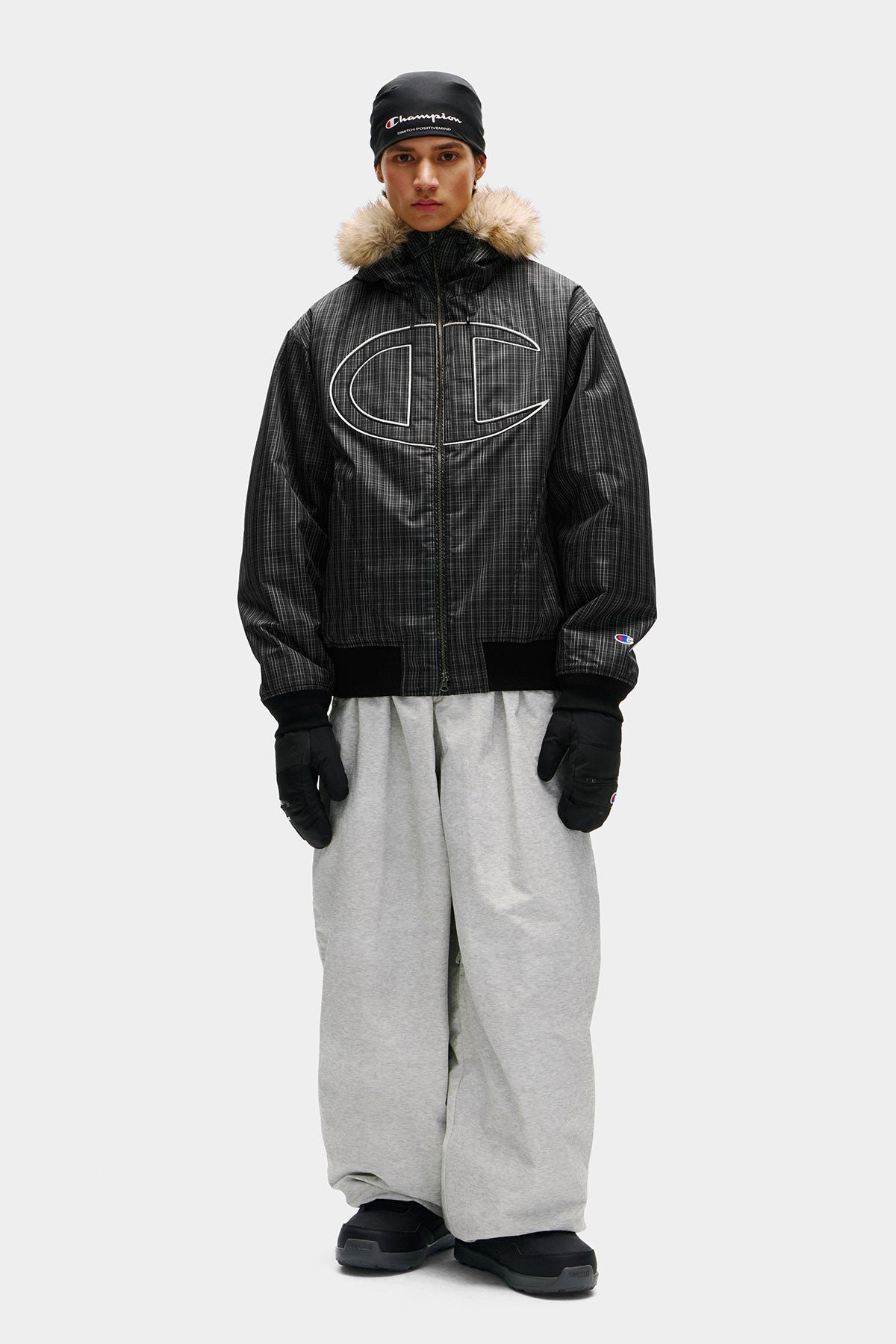 [CHAMPION x DIMITO] GIANT C-LOGO BOMBER JACKET MONO CHECK (Available date : 26.10.12)