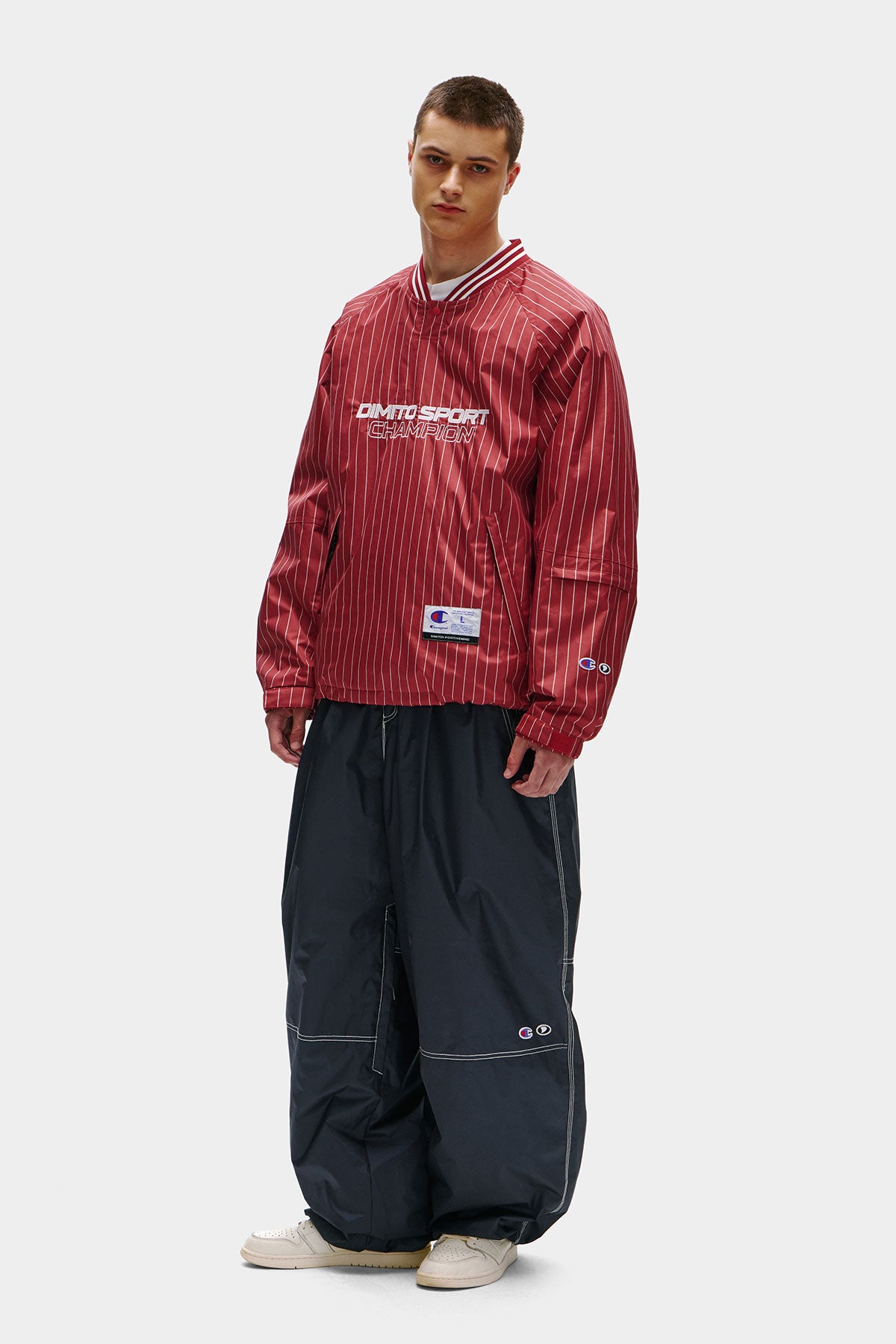 [CHAMPION x DIMITO] SPORT V-NECK SNAP PULLOVER STRIPE RED (Available date : 26.10.12)
