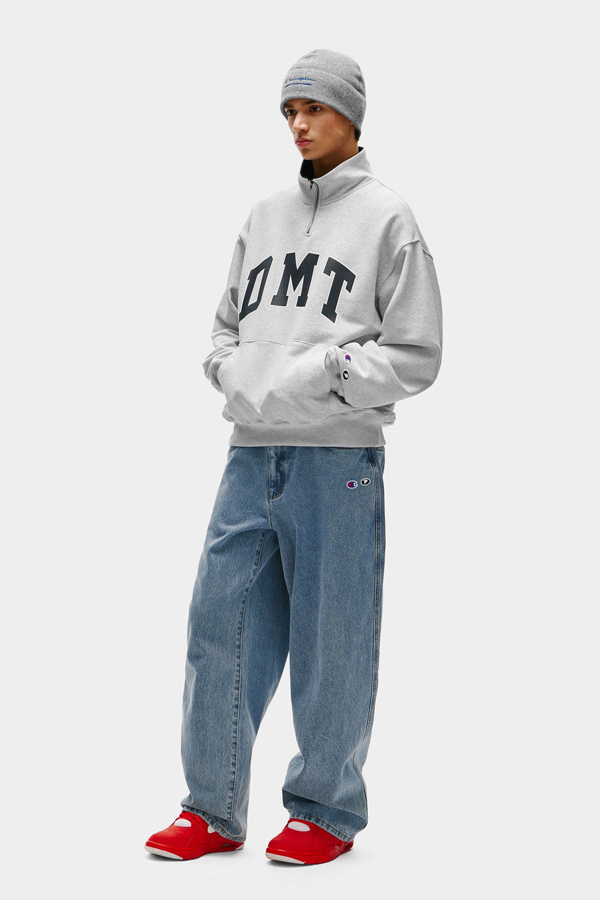 [CHAMPION x DIMITO] DMT VARSITY HALF ZIP SWEATSHIRT OXFORD GREY (Available date : 26.10.12)