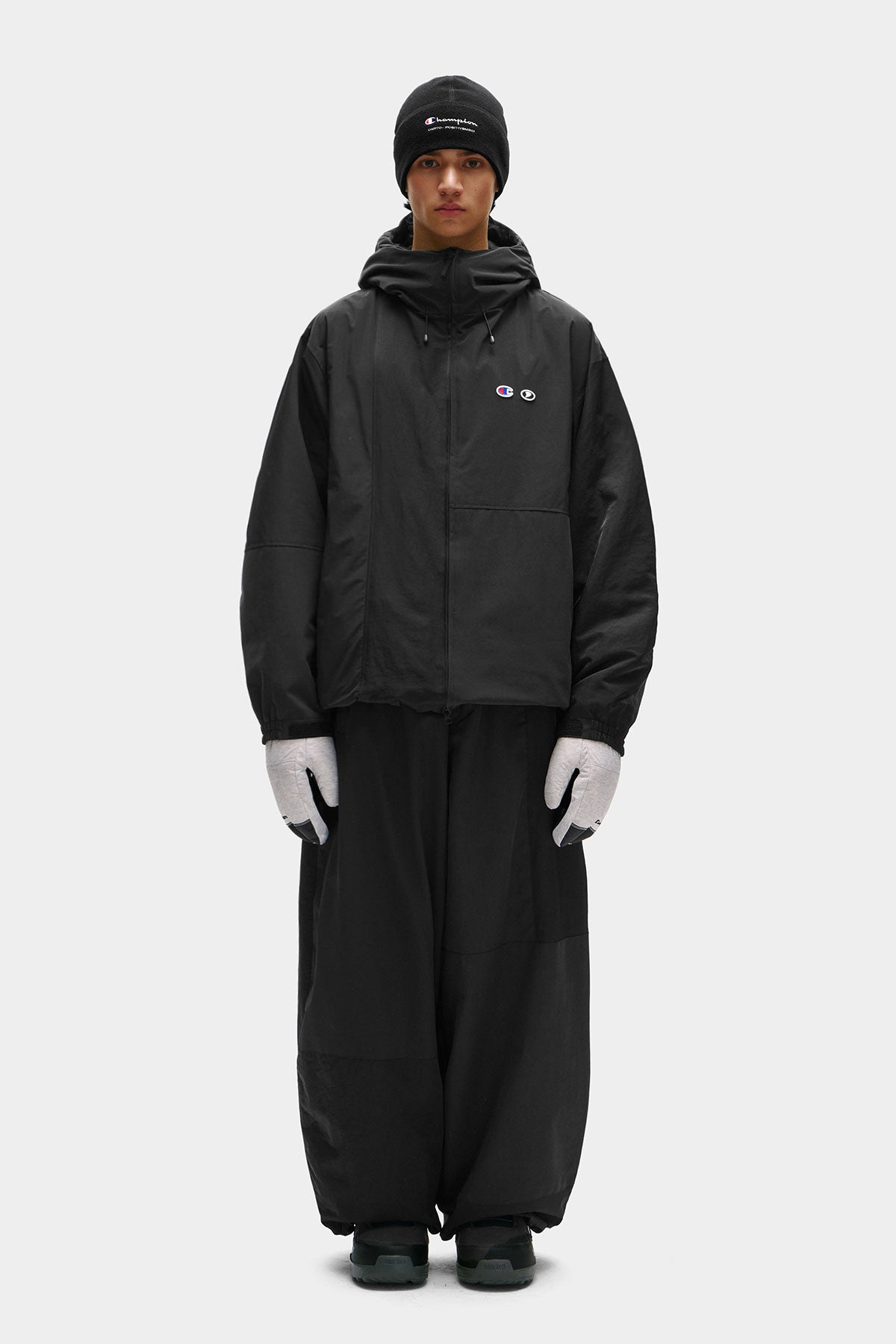 [CHAMPION x DIMITO] C-LOGO COLLEGE PATCHWORK PANTS (WIDE FIT LV.2) BLACK MIX (Available date : 26.10.12)