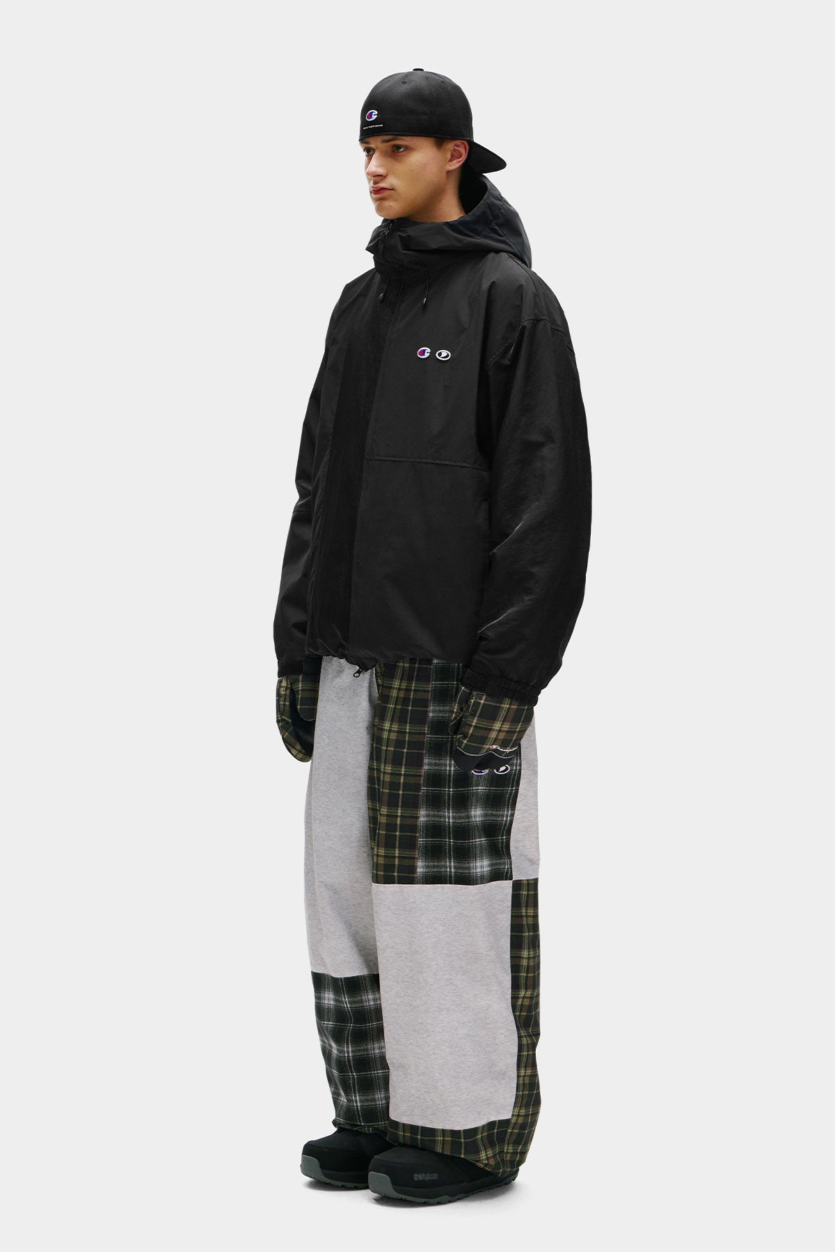[CHAMPION x DIMITO] C-LOGO COLLEGE PATCHWORK JACKET BLACK MIX (Available date : 26.10.12)