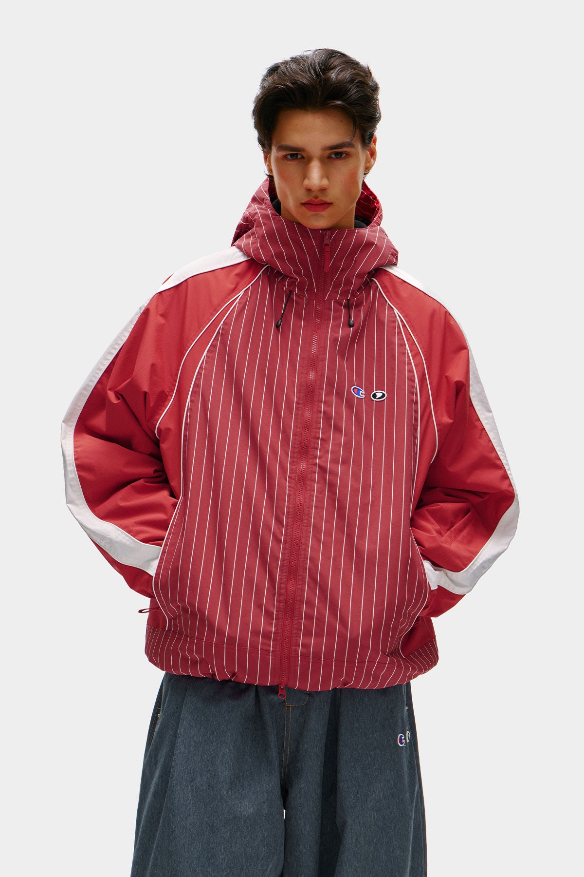 [CHAMPION x DIMITO] HERITAGE BLOCK LINE JACKET STRIPE RED (Available date : 26.10.12)