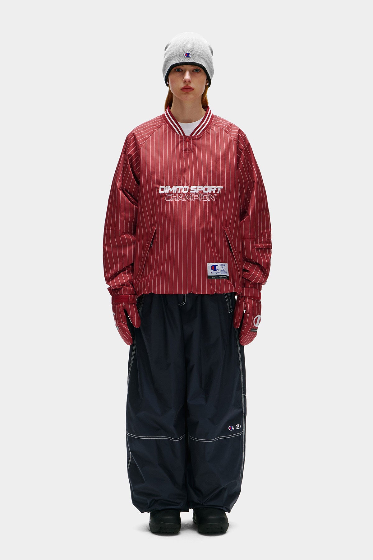 [CHAMPION x DIMITO] SPORT V-NECK SNAP PULLOVER STRIPE RED (Available date : 26.10.12)
