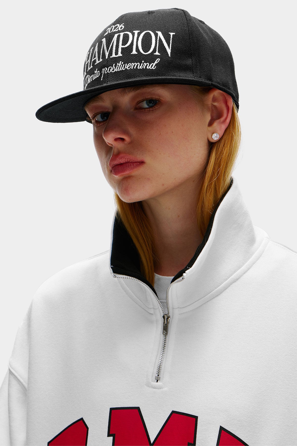 [CHAMPION x DIMITO] DMT VARSITY HALF ZIP SWEATSHIRT WHITE (Available date : 26.10.12)
