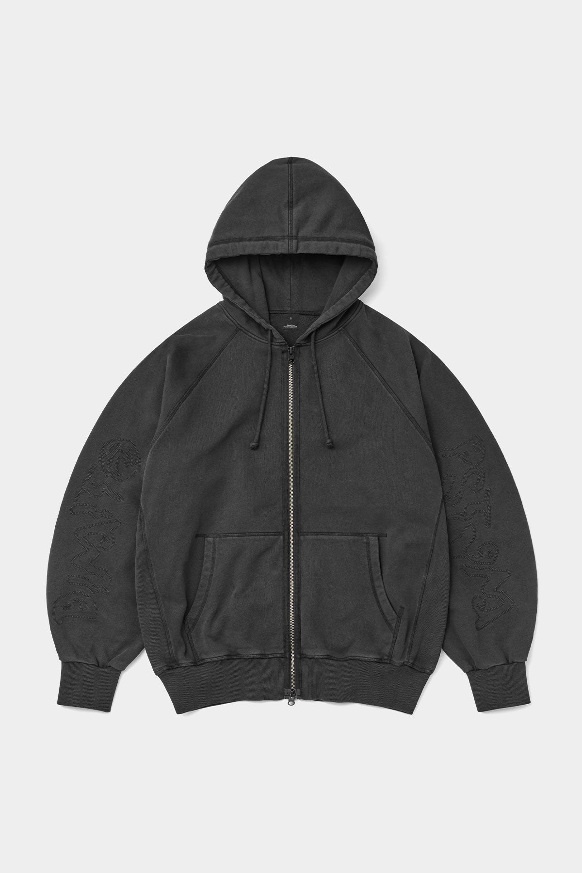 OVERLOCK ZIP-UP GD HOODIE WASHED BLACK