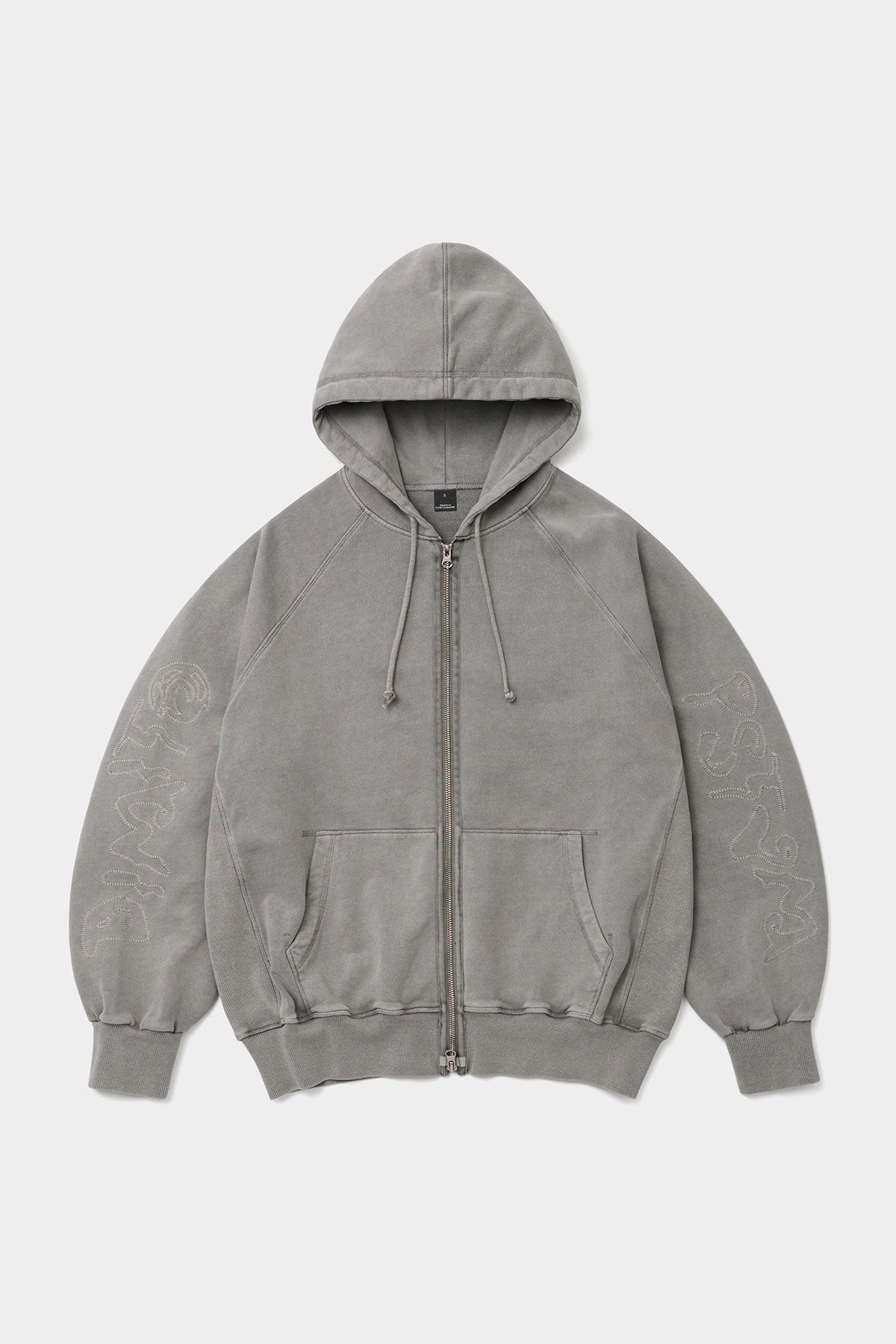 OVERLOCK ZIP-UP GD HOODIE WASHED GREY