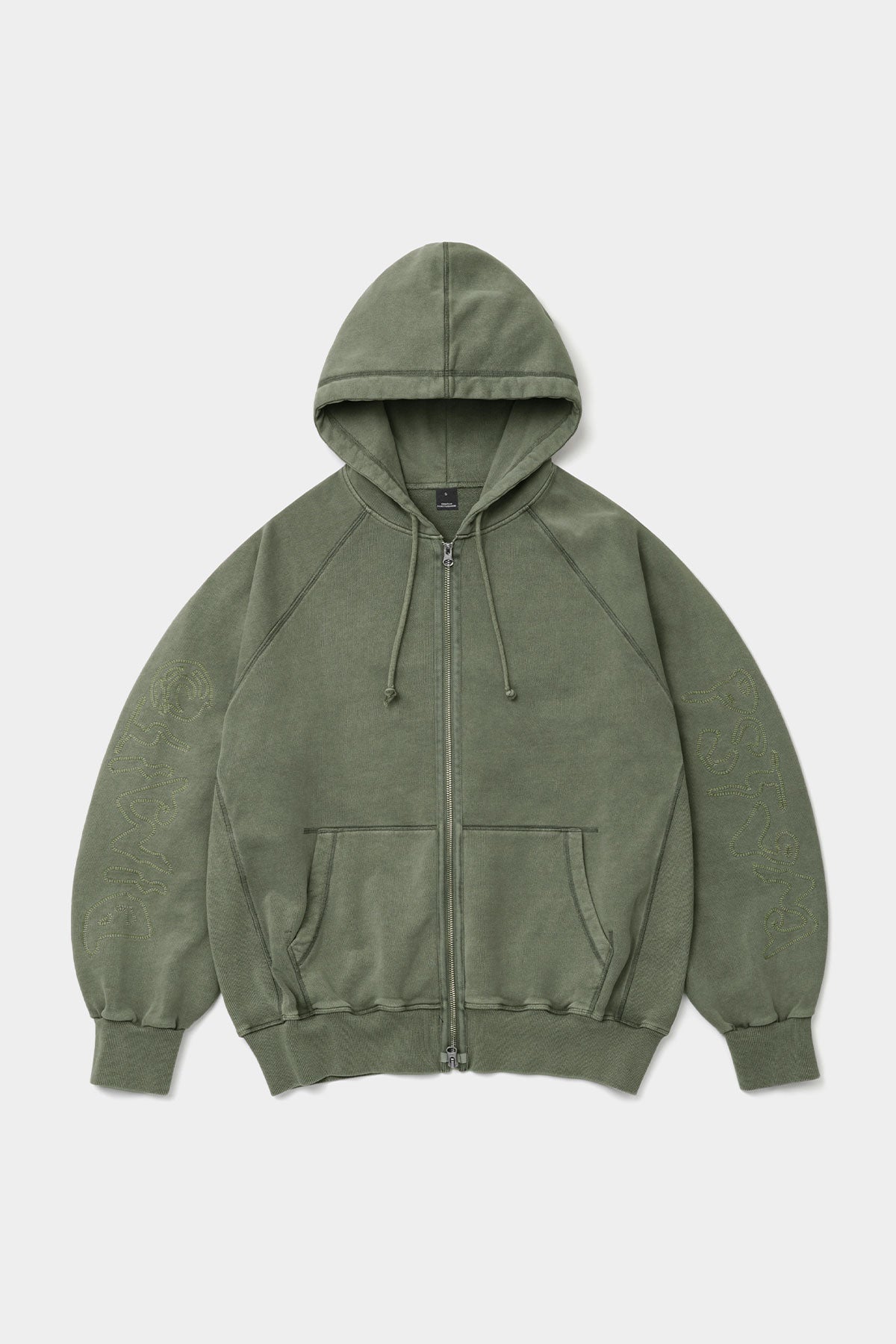 OVERLOCK ZIP-UP GD HOODIE WASHED KHAKI